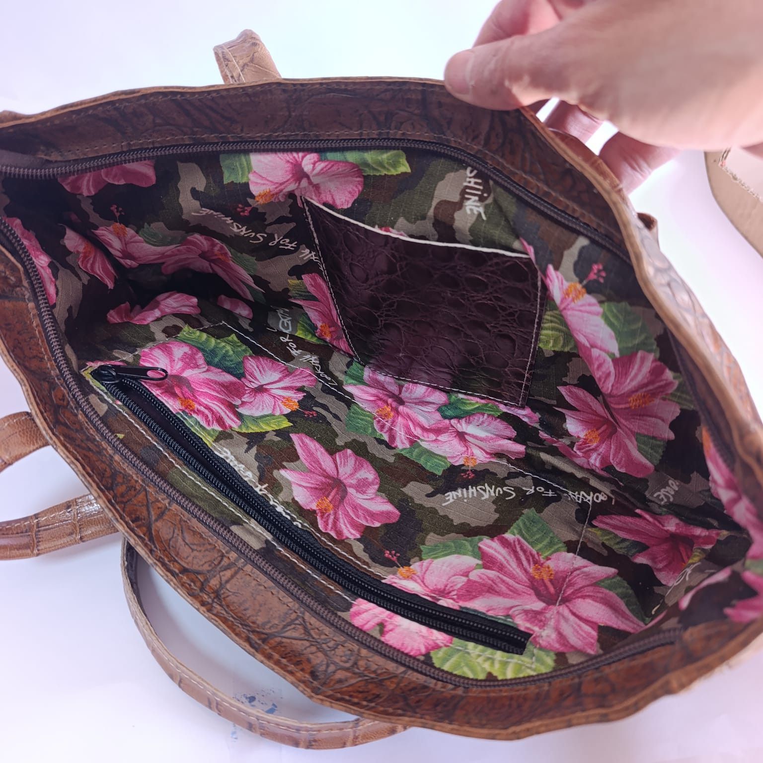 Handmade Hand Made Brown Embossed 100% Leather Women's Shoulder Bag Size ONE SIZE - 9 Thumbnail