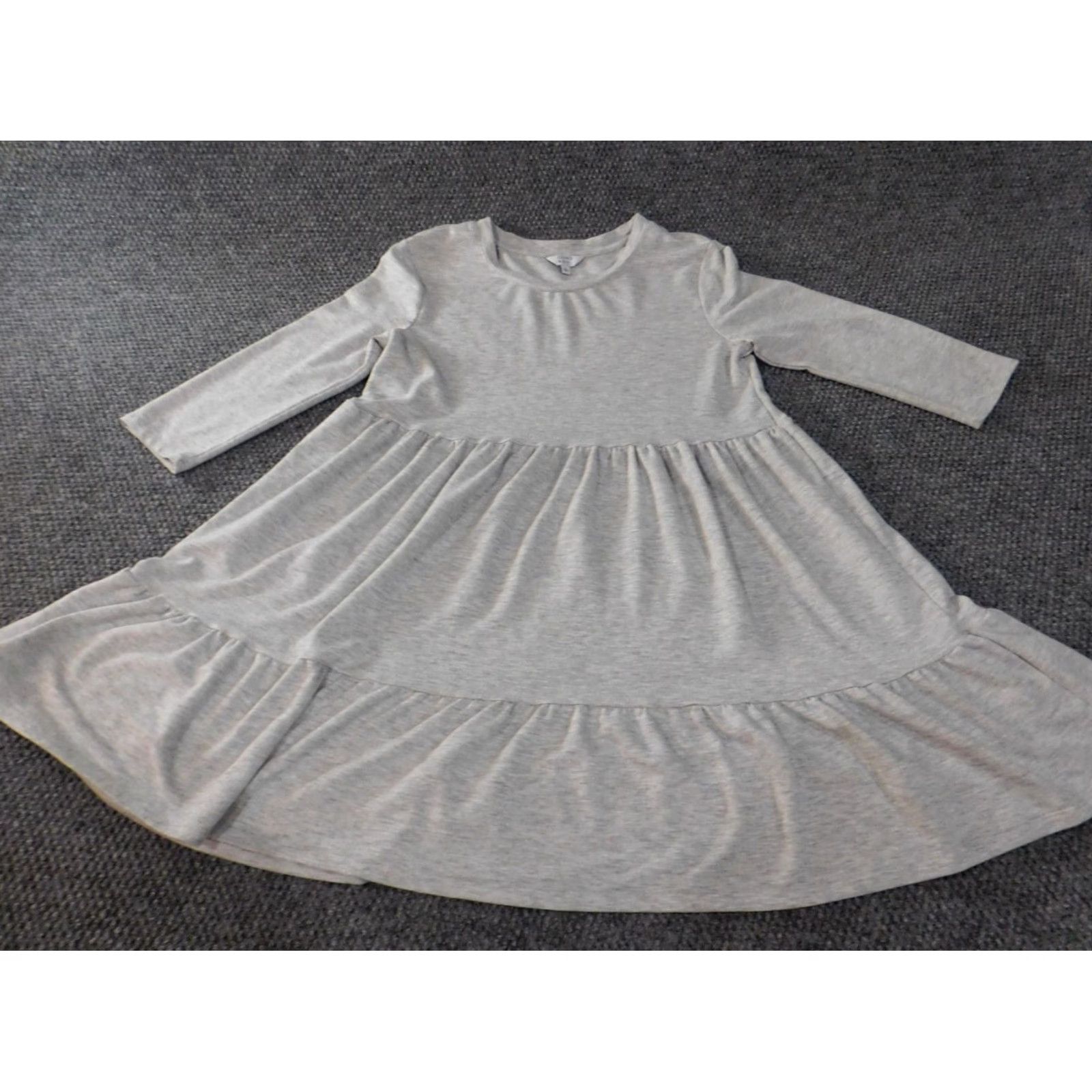 Vintage Crown & Ivy Dress Sundress A-Line Shirt Dress Knee Length Gray Womens Medium 3/4 Sleeve Bell Strap Rayon Polyester Stretch Casual Vintage No Size M / US 6-8 / IT 42-44 - 2 Thumbnail