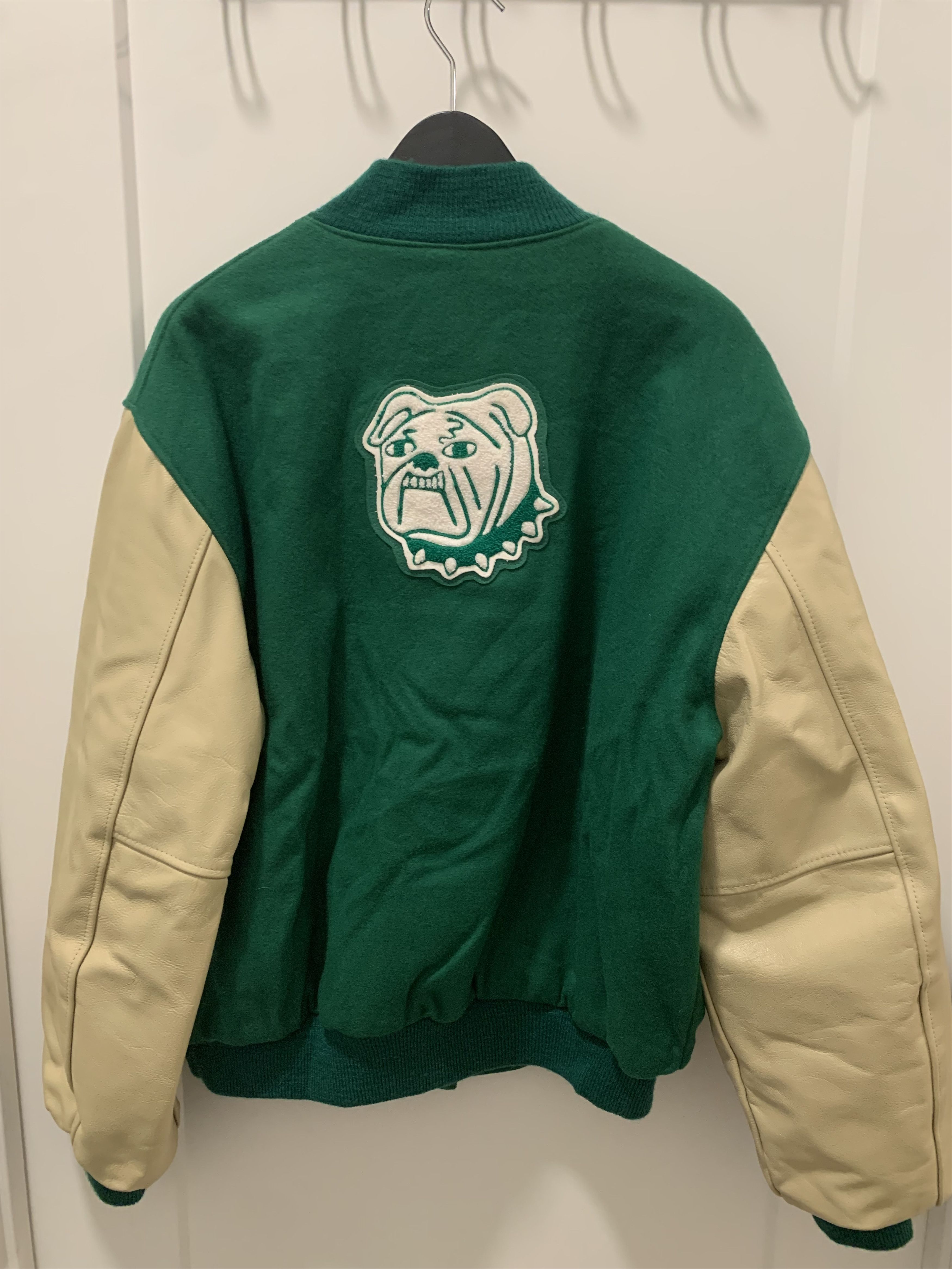 Vintage vintage custom football jacket leather arm wool body Size US XL / EU 56 / 4 - 2 Thumbnail