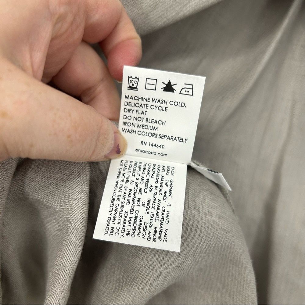 Enza Costa ENZA COSTA FRENCH LINEN BUTTON DOWN SHIRT IN MIST Size XS / US 0-2 / IT 36-38 - 11 Thumbnail