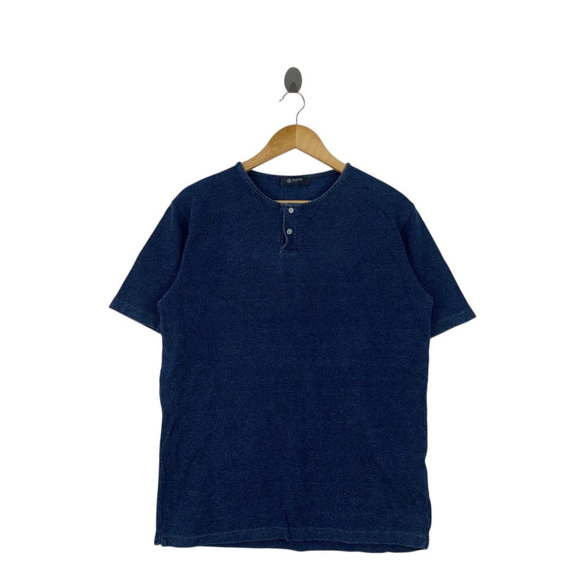 NANO universe NANO UNIVERSE BASE Collection Japan Indigo Henley Tee Shirt Size M / US 6-8 / IT 42-44 - 3 Thumbnail