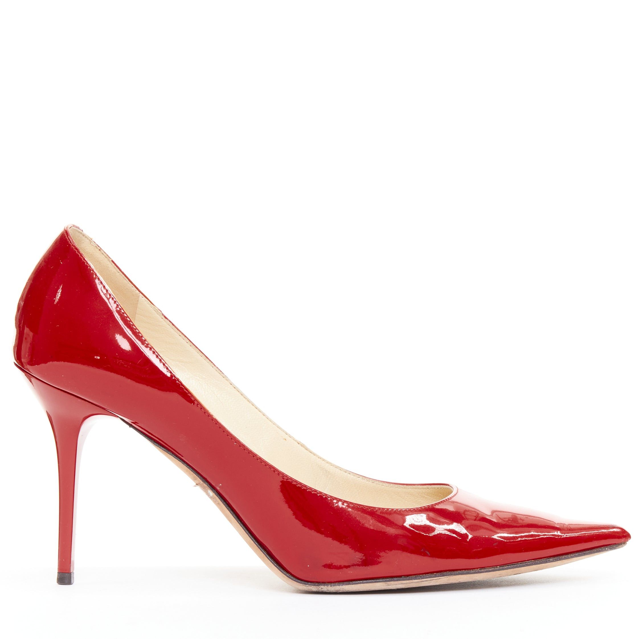 Jimmy Choo JIMMY CHOO red patent leather pointy toe stiletto heel pump EU39 Size US 9 / IT 39 - 1 Thumbnail