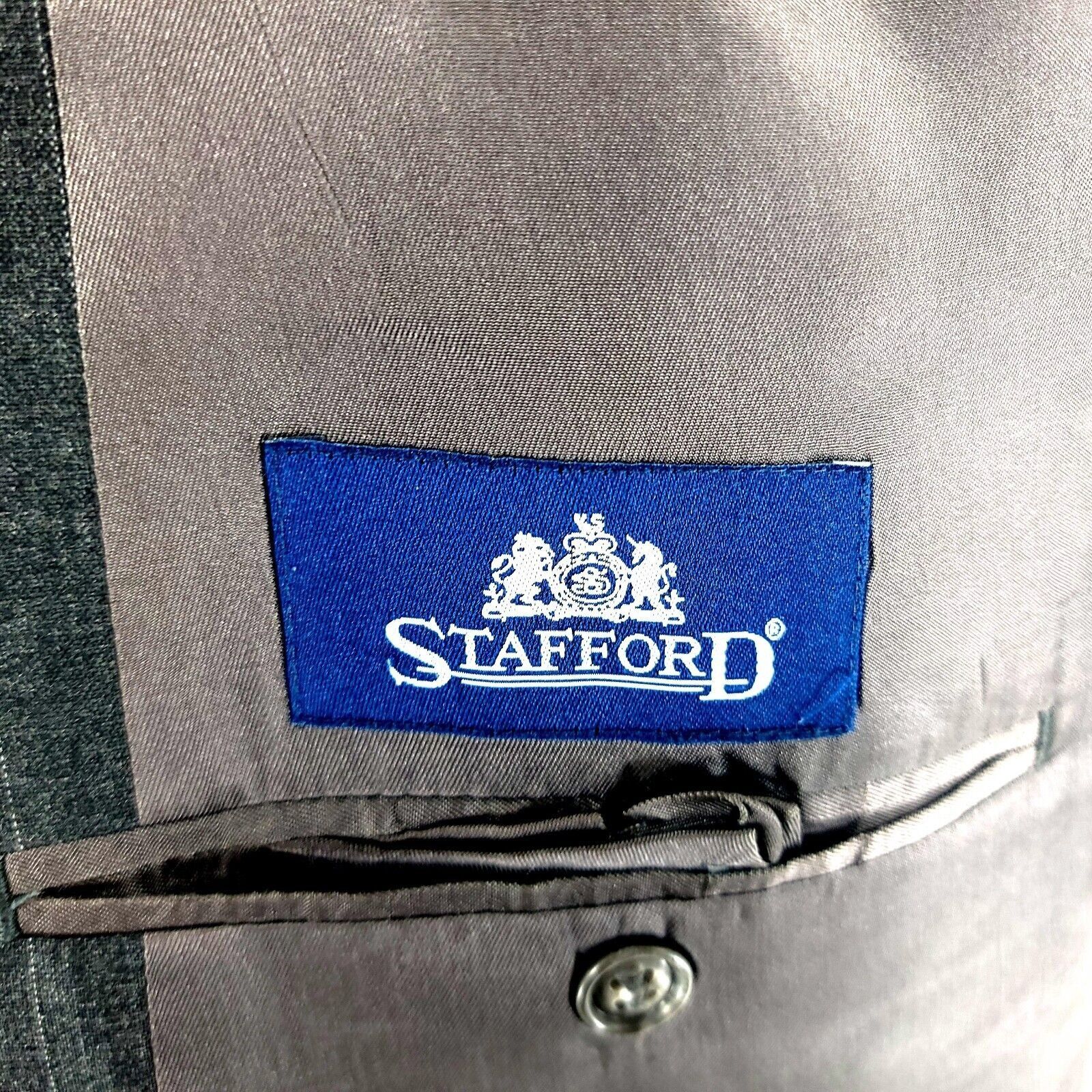 Stafford DAMAGED Stafford Wool 3 Button Suit Jacket 42L Gray Striped Size 42L - 8 Thumbnail