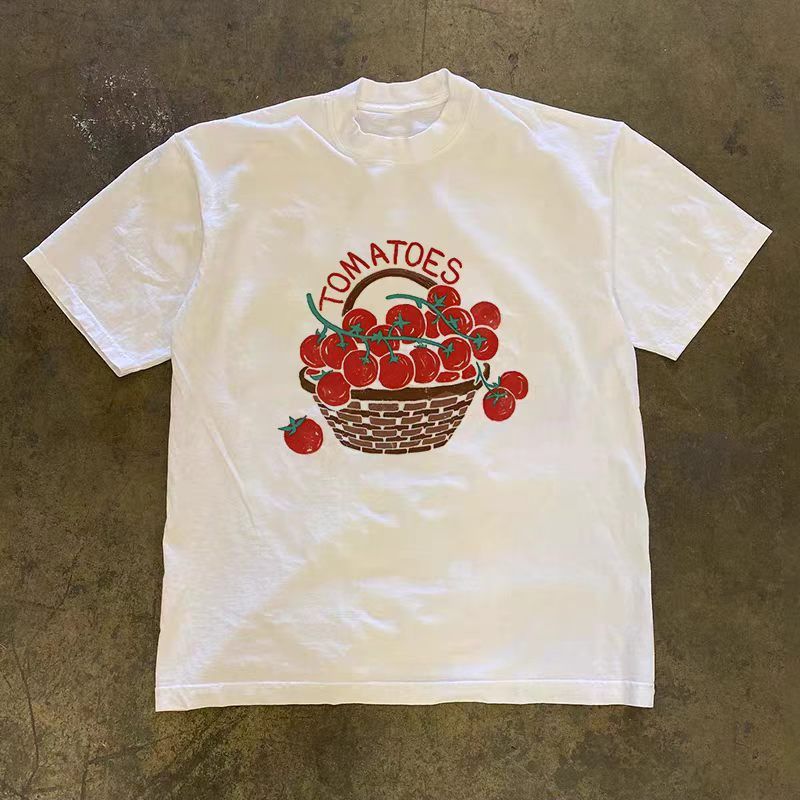 Vintage Street-Style Washed Retro Tomato-Pattern T-Shirt Size US M / EU 48-50 / 2 - 1 Thumbnail