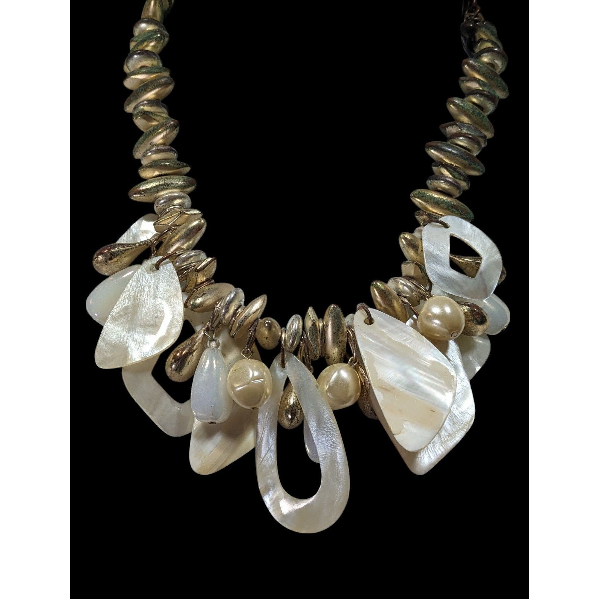 Chicos Chico's Vintage Mermaidcore Glam Shell And Gold Tone Chunky Size ONE SIZE - 5 Thumbnail