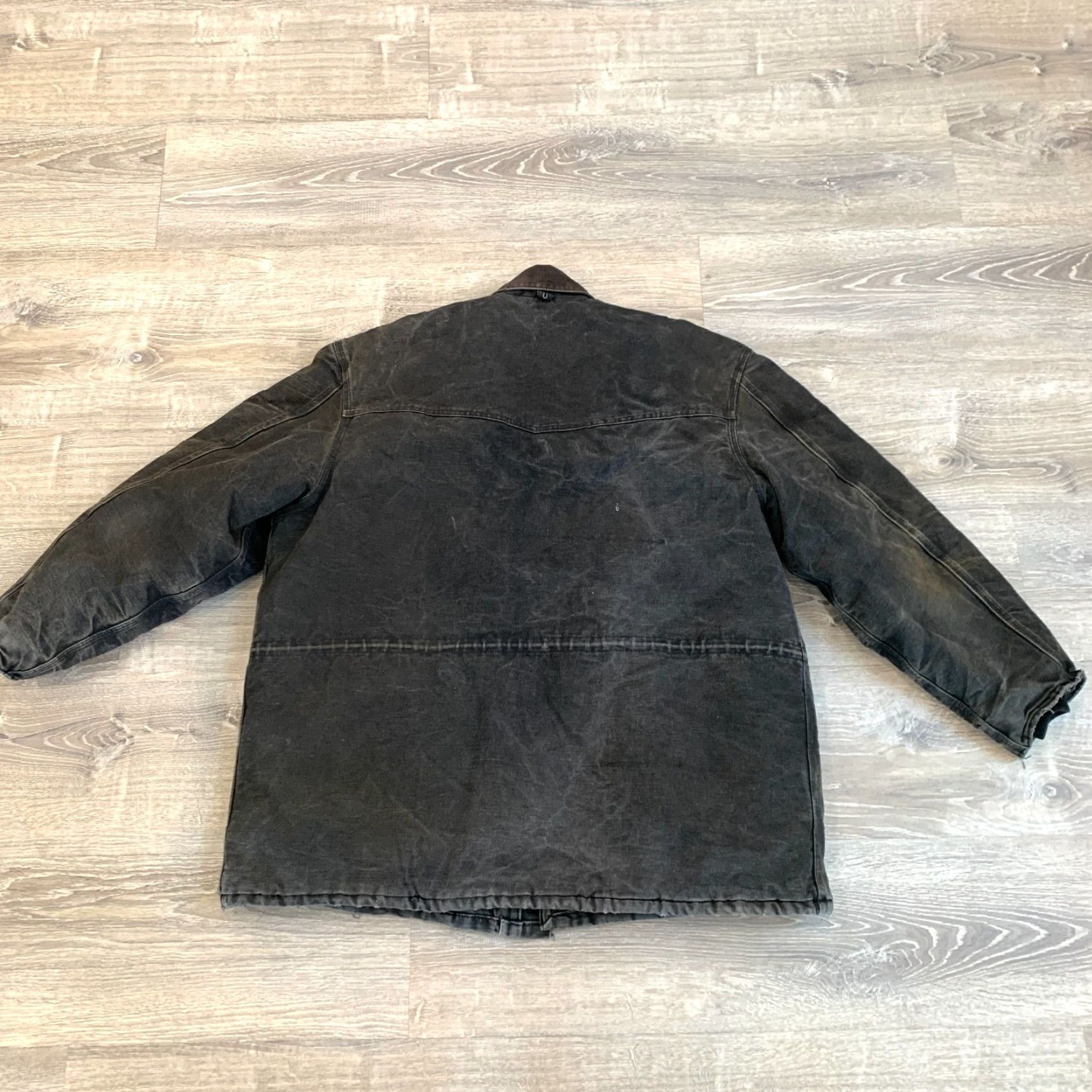 Carhartt VINTAGE Carhartt Jacket Canvas Chore 2XL Men Black Full Zip Chest 60" 2X 3X 90s Bleach Pockets Size US XXL / EU 58 / 5 - 7 Thumbnail