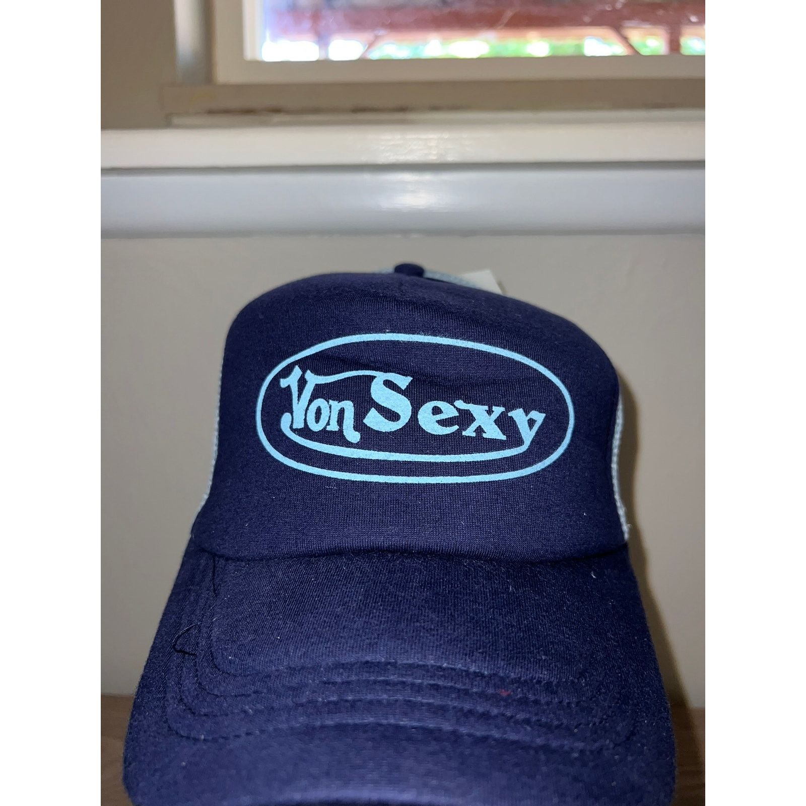 Vintage Y2K Von Sexy Blue Toned Trucker Hat Designer Spoof 2000s OS Size ONE SIZE - 3 Thumbnail