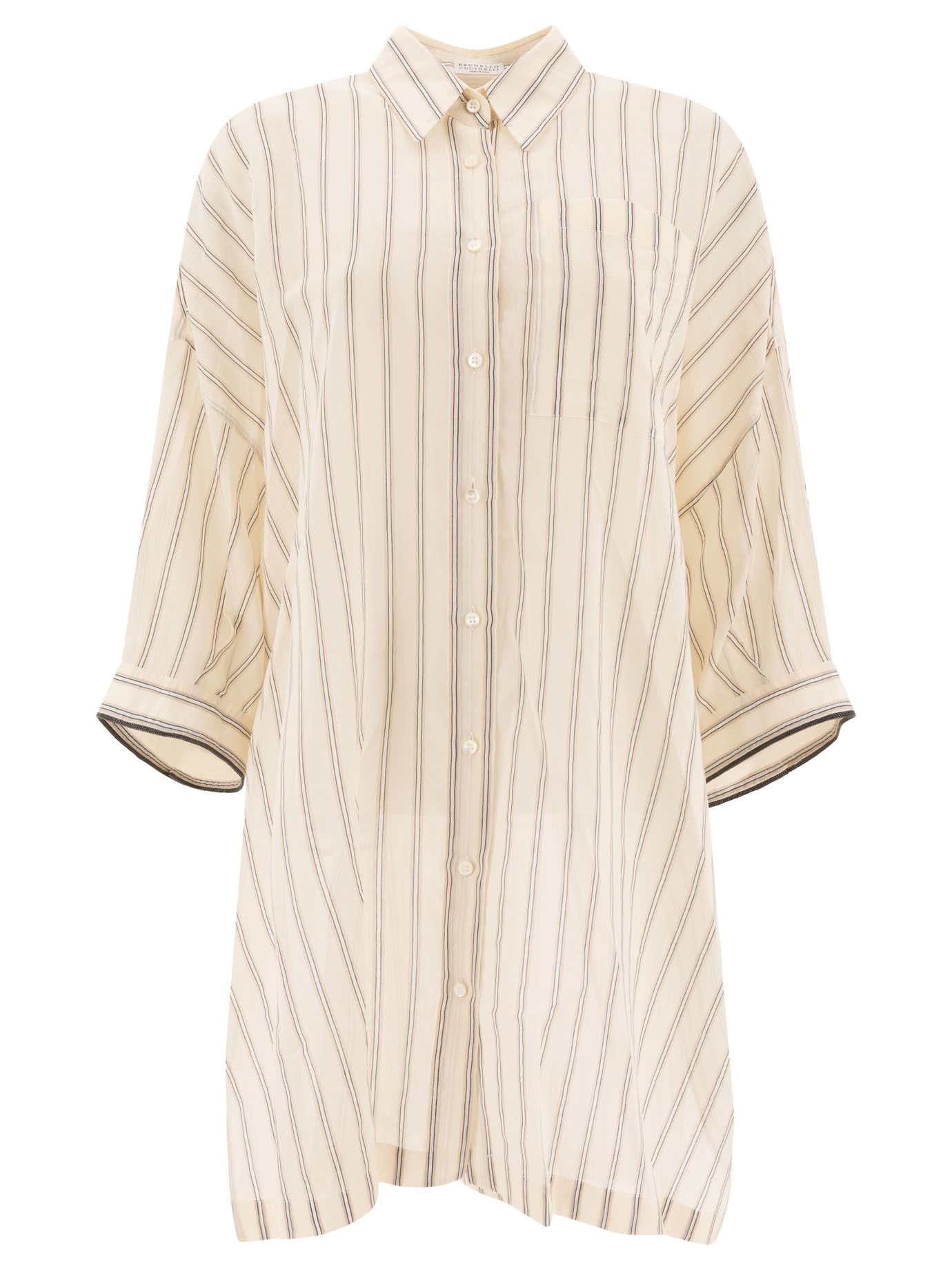 Brunello Cucinelli Camicia Con Dettaglio Catena Di Monili Size M / US 6-8 / IT 42-44 - 1 Thumbnail