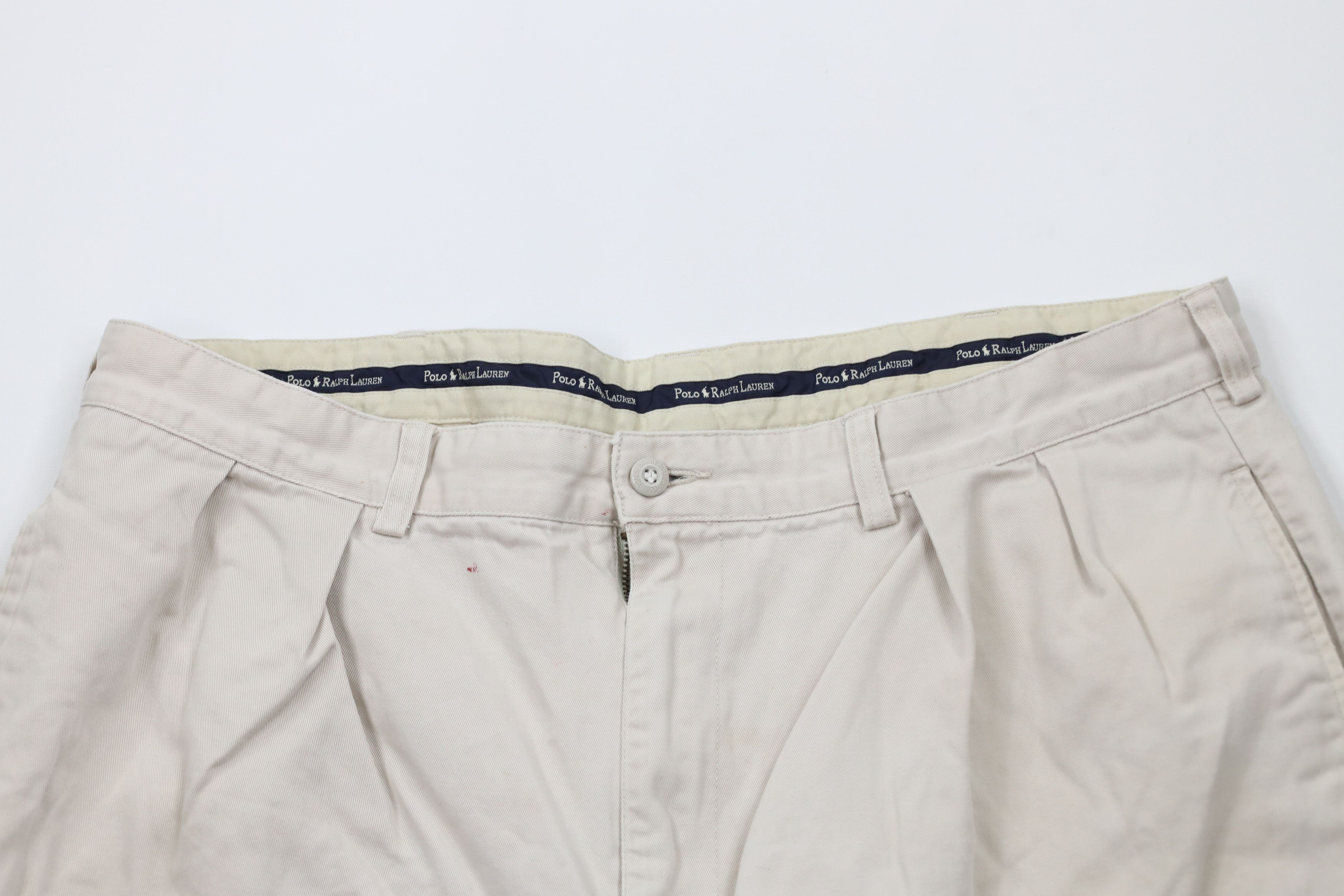 Ralph Lauren × Vintage Vintage 90s Ralph Lauren Above Knee Chino Shorts Beige Size US 36 / EU 52 - 2 Thumbnail