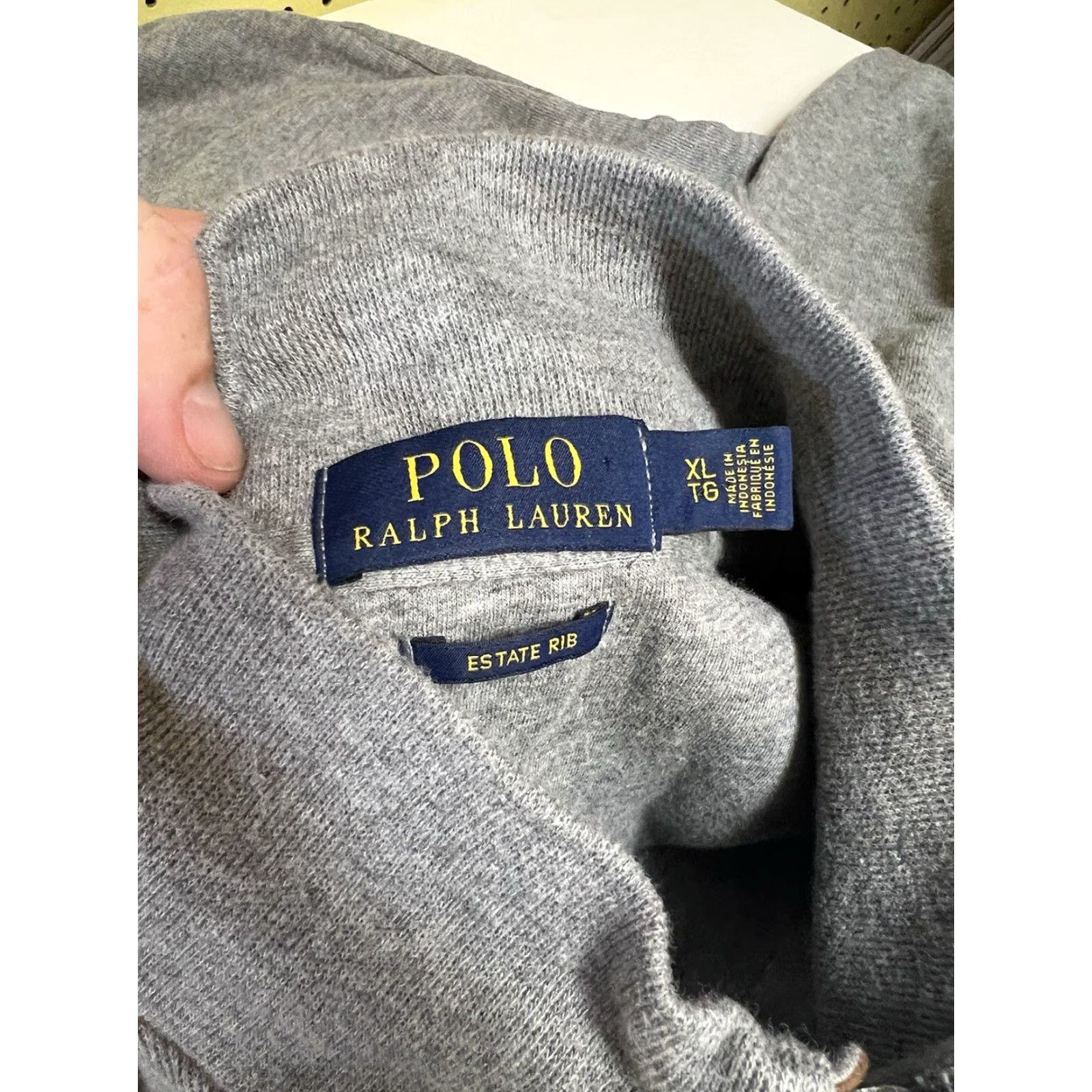 Ralph Lauren Polo Ralph Lauren Men’s Gray Cotton Pullover 1/4 Zip Sweater XL Estate Rib Size US XL / EU 56 / 4 - 5 Thumbnail