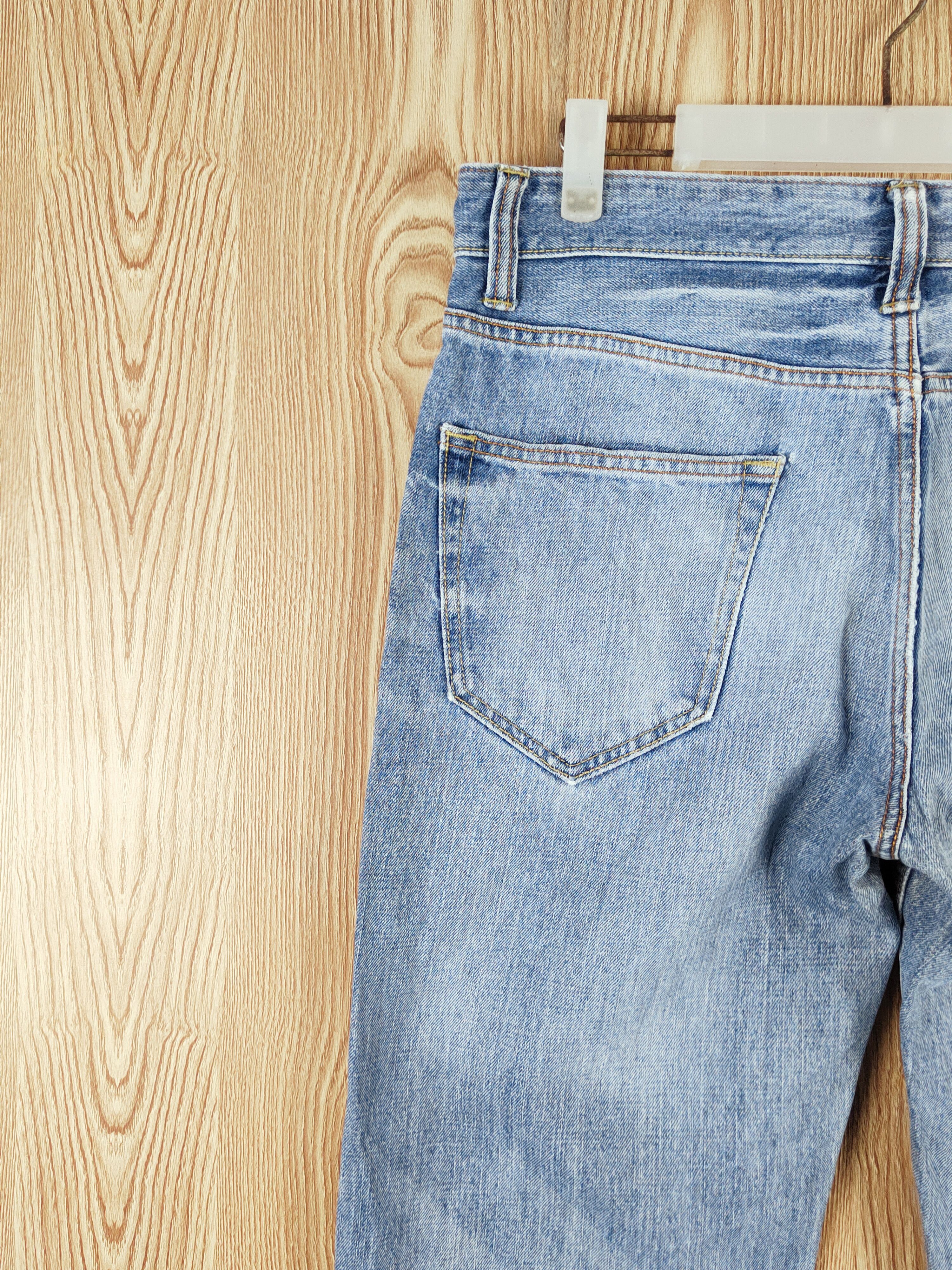 Japanese Brand × Vintage 1991 Navy Produce Blue Distressed Ripped Jeans Size US 32 / EU 48 - 7 Thumbnail