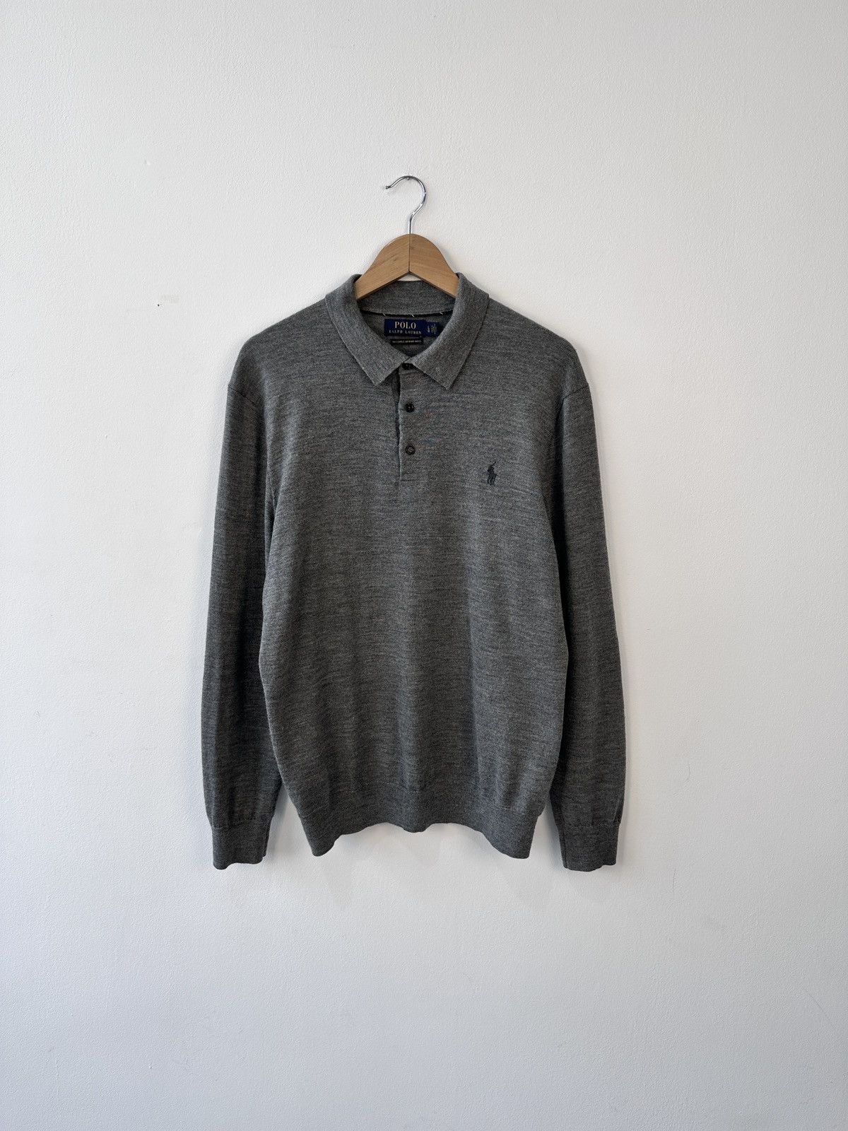 Polo Ralph Lauren Polo Ralph Lauren Merino Wool Long Sleeve Polo Sweater L Size US L / EU 52-54 / 3 - 1 Thumbnail