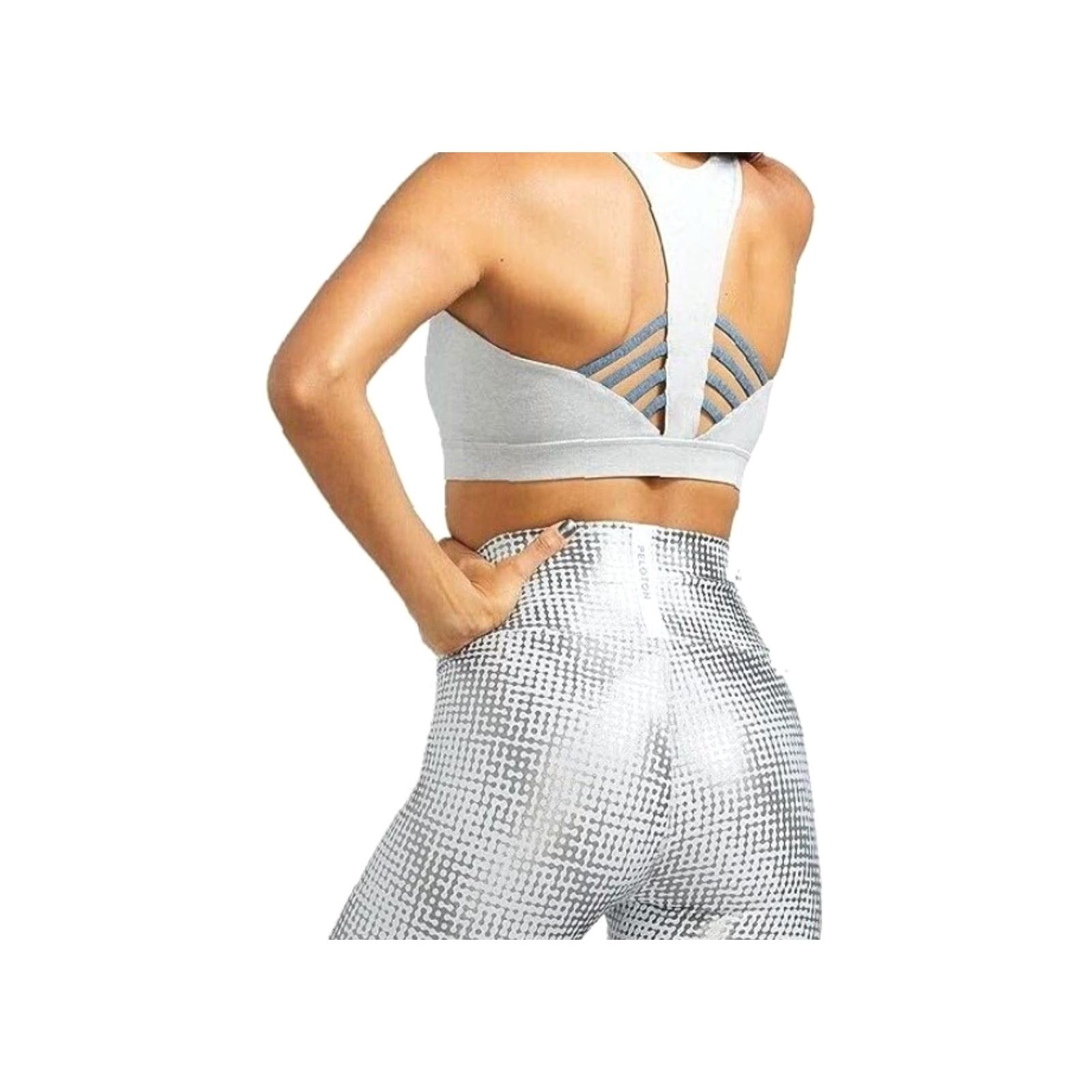 Vintage Peloton Sports Bra Womens Heathered Gray Racerback High Support Pullover One Size Small Strappy Logo Together We Go Far Size ONE SIZE - 7 Thumbnail