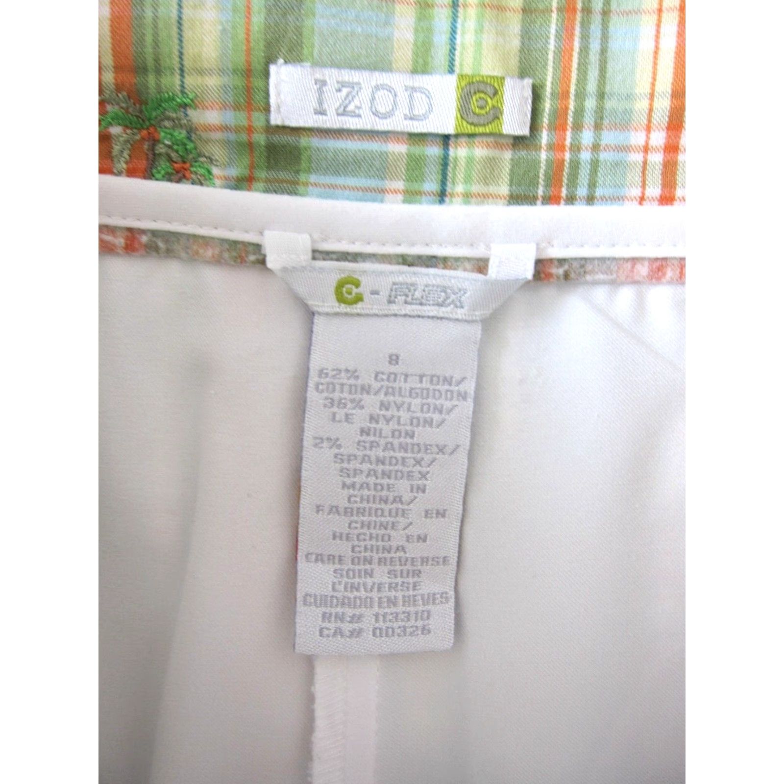 Izod IZOD Flex Cotton Stretch Green Orange Plaid Palm Tree Pocket Shorts Skort Size 8 Size 30" / US 8 / IT 44 - 3 Thumbnail