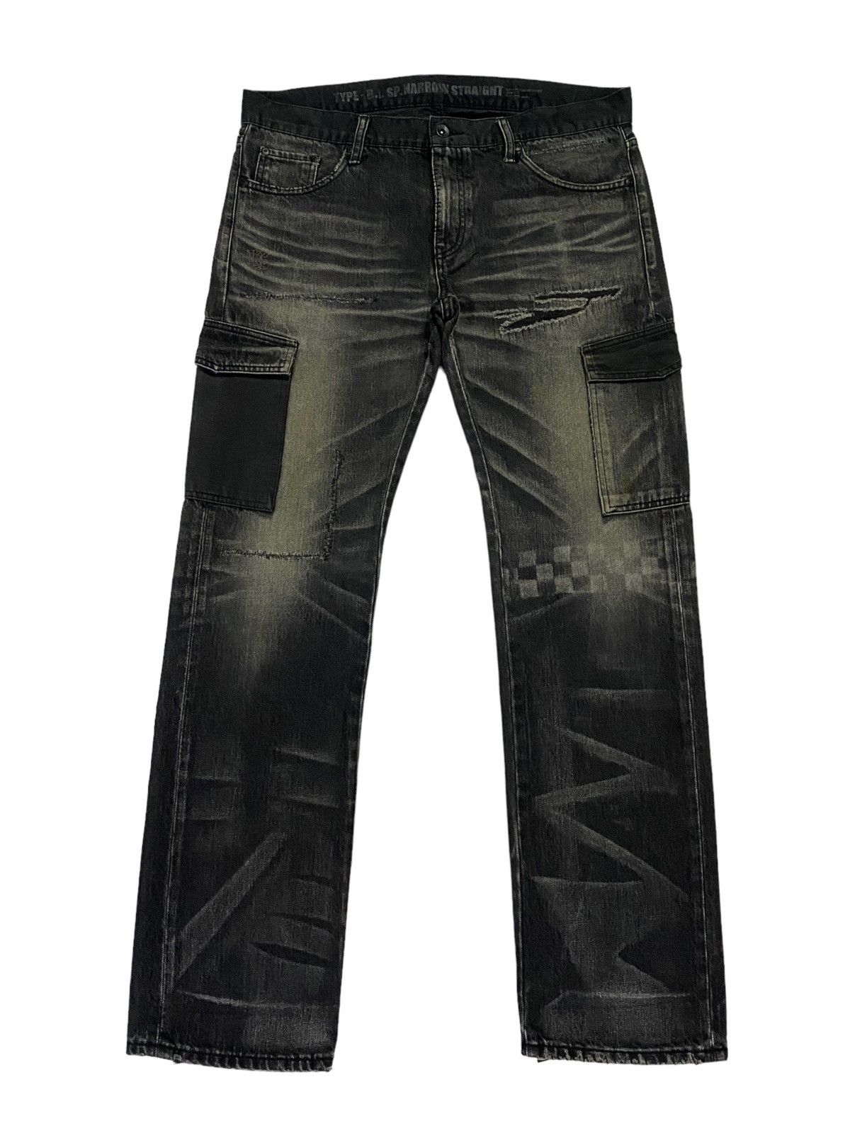Japanese Brand × Neighborhood Neighborhood Black Icon Distressed Cargo Denim Size US 35 - 2 Thumbnail