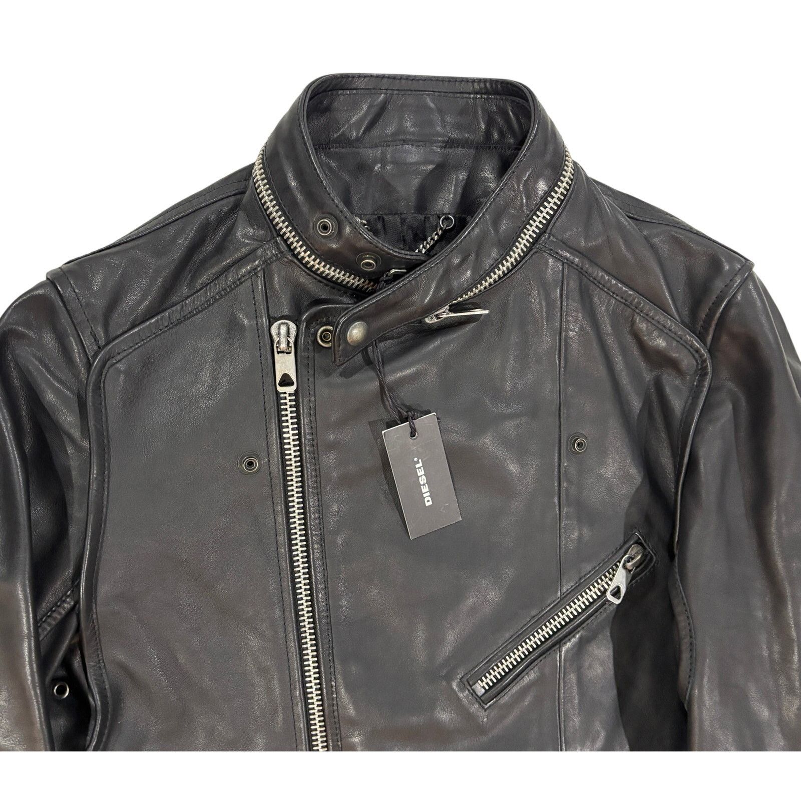 Diesel *R45 DIESEL Men's Leather Motorcycle Jacket Black Size 44 Size US S / EU 44-46 / 1 - 4 Thumbnail
