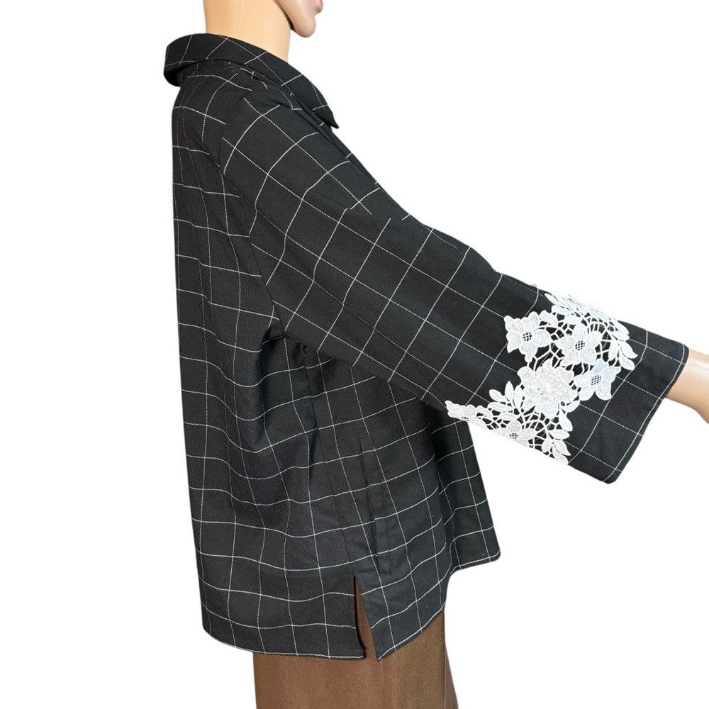 Linea Linea by Louis Dell'Olio Windowpane Jacket with Lace Appliq Size XL / US 12-14 / IT 48-50 - 4 Thumbnail