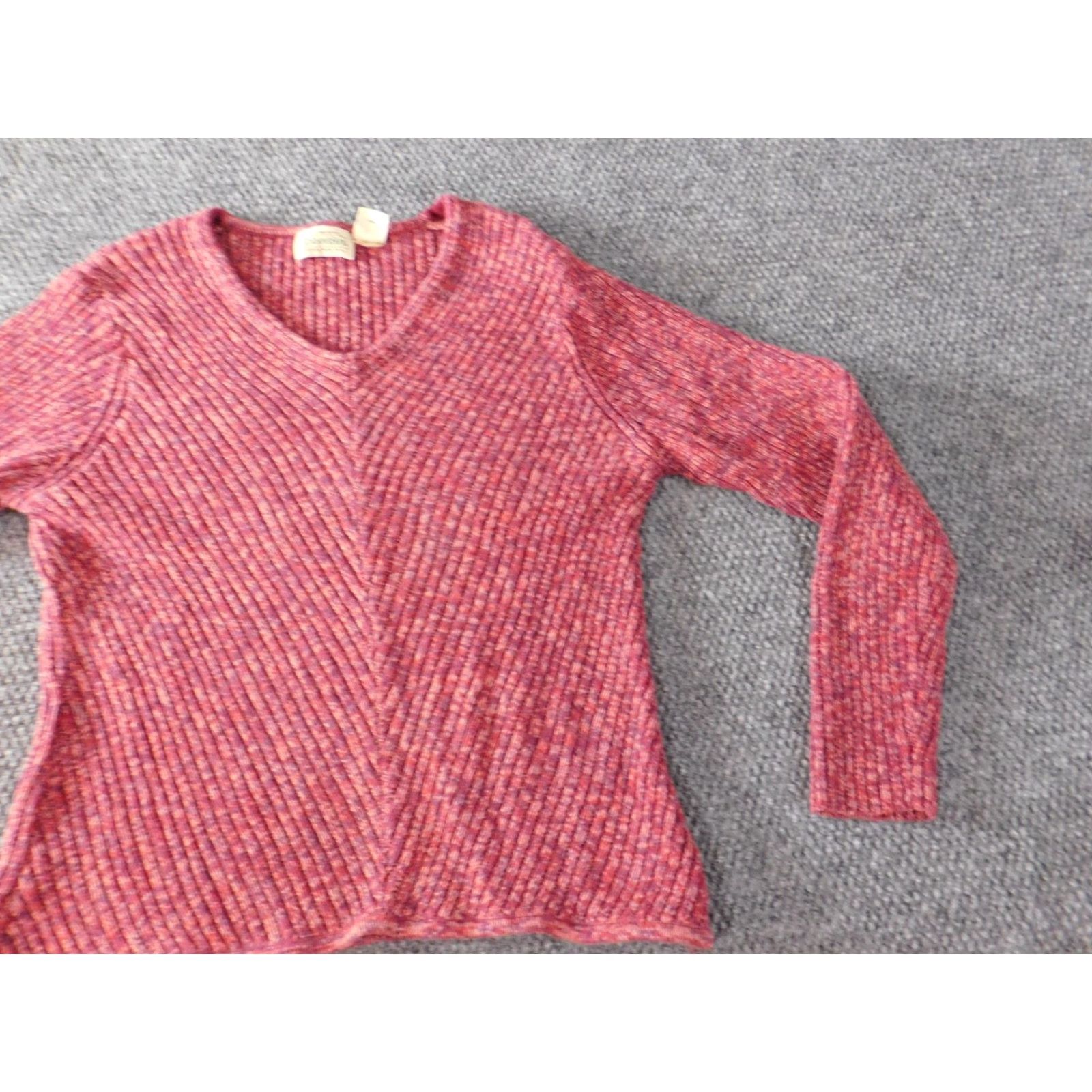 Vintage St.John's Bay Womens Pullover Sweater V-Neck XL Pink Knit Cotton Solid Stretch Size XL / US 12-14 / IT 48-50 - 3 Thumbnail
