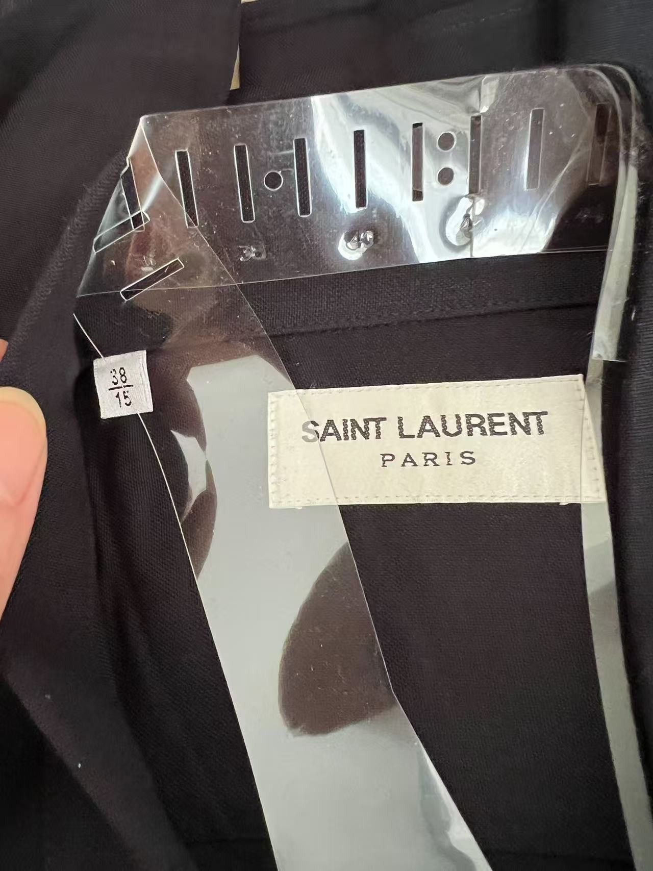 Saint Laurent Paris Saint Laurent Black Silk Long Sleeve Shirt Size US M / EU 48-50 / 2 - 7 Thumbnail
