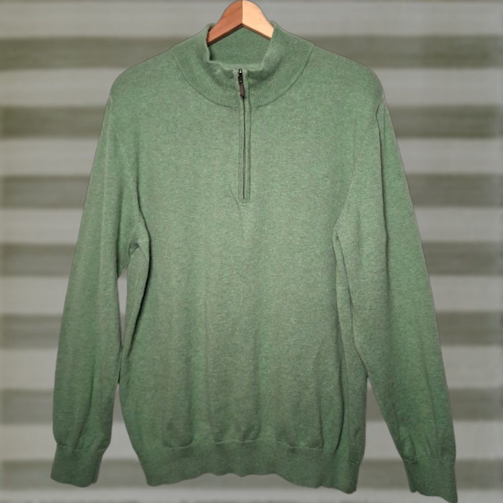 Vintage VINTAGE LL Bean Sweater Men Large Green Cotton Cashmere Knit 1/4 Zip Classic Pullover Mens Size US L / EU 52-54 / 3 - 1 Thumbnail