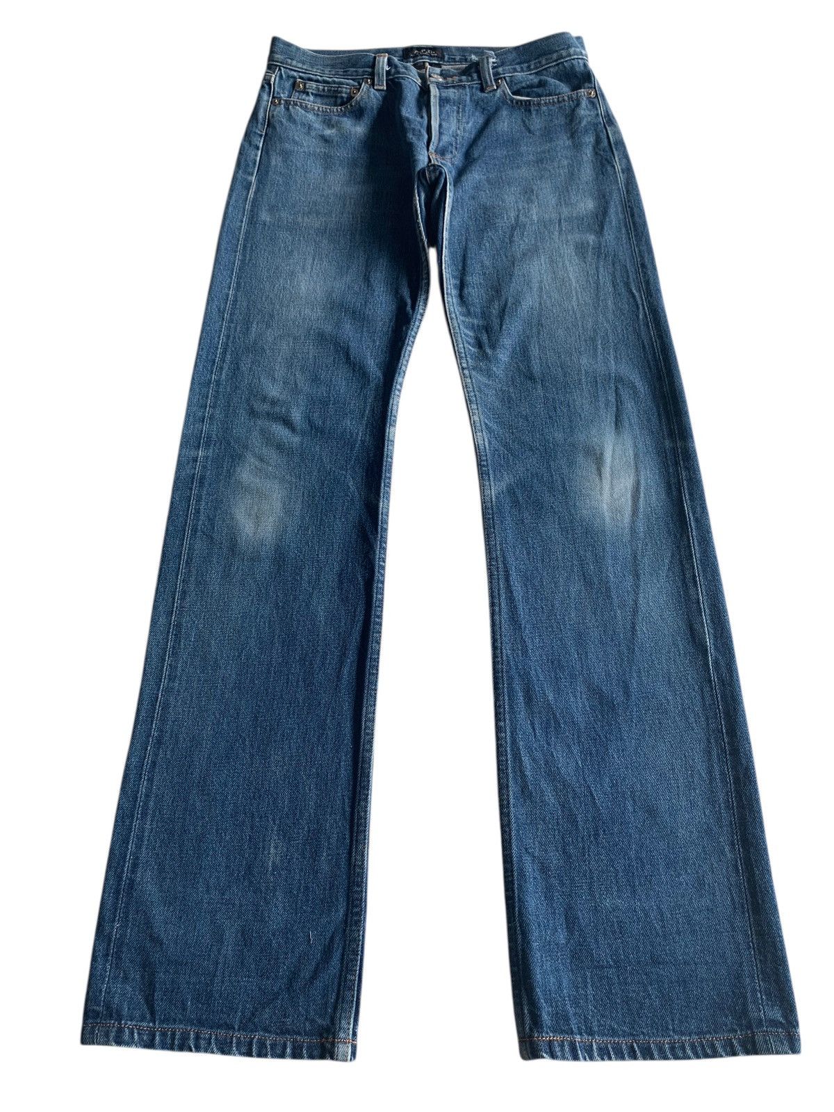 A.P.C. VINTAGE APC SELVEDGE BUTTON FLY FADED DISTRESSED DENIM Size US 30 / EU 46 - 3 Thumbnail