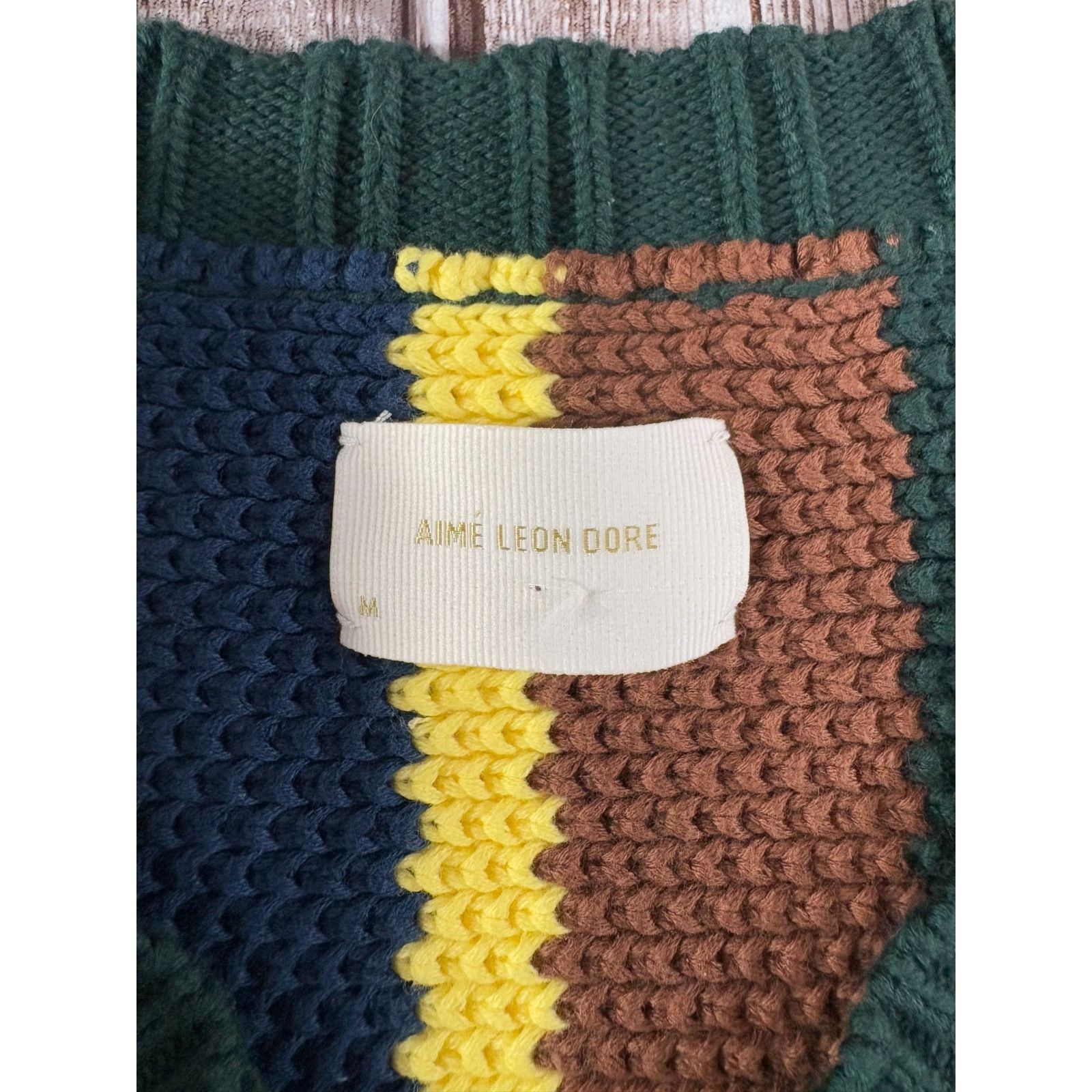 Aime Leon Dore knit V-Neck striped Sweater Vest sz M color g