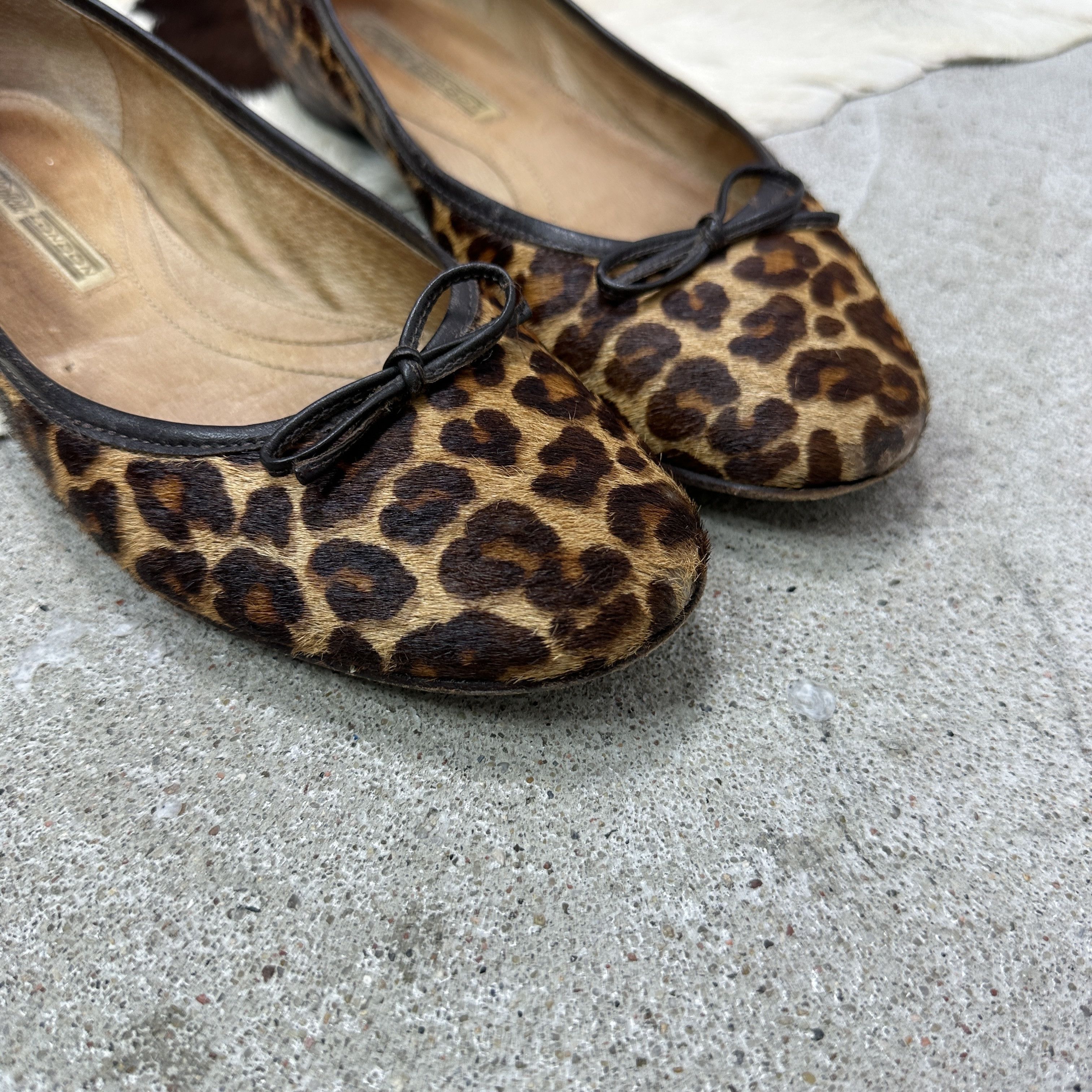 Buffalo London Vintage Leather Cheetah Bows Buffalo Flats Y2K Size US 9 / IT 39 - 3 Thumbnail