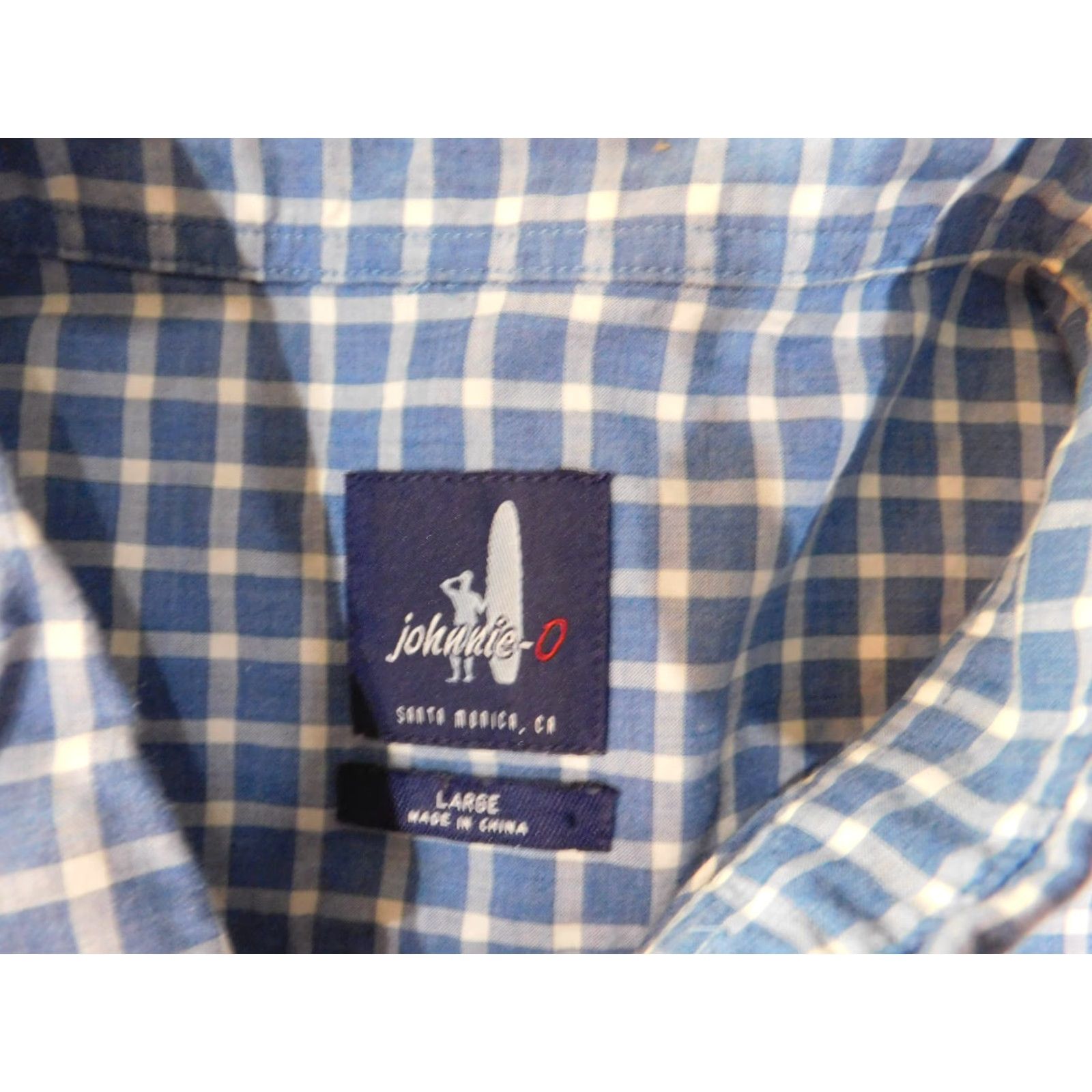 johnnie-O johnnie-O Shirt Mens Large Blue Plaid Button-Up Casual Beach Surfing Size US L / EU 52-54 / 3 - 5 Thumbnail