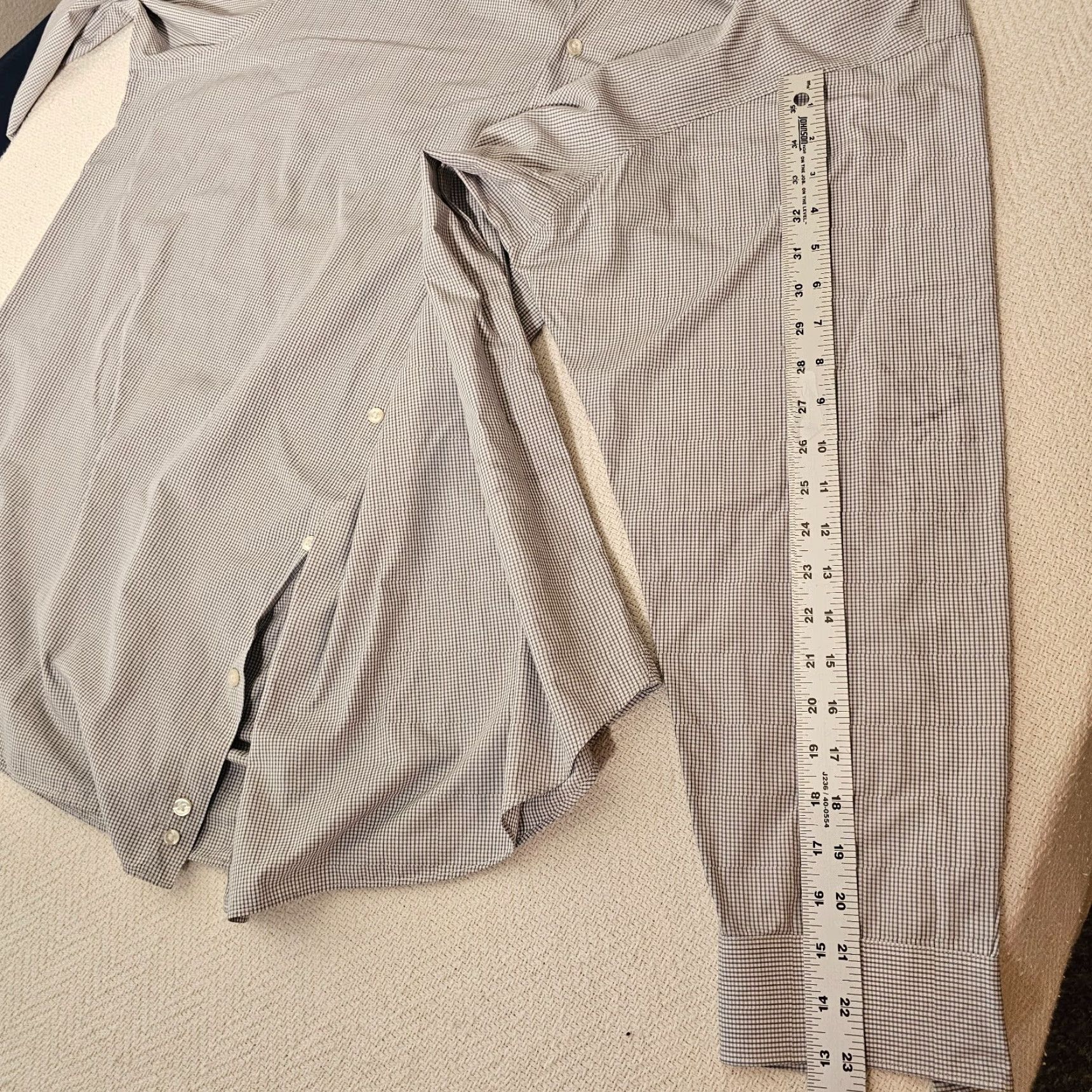 Michael Kors Michael Kors Shirt Men's 17.5 34 White Check Button-Up Long Sleeve Luxe Cotton Size US XXL / EU 58 / 5 - 6 Thumbnail