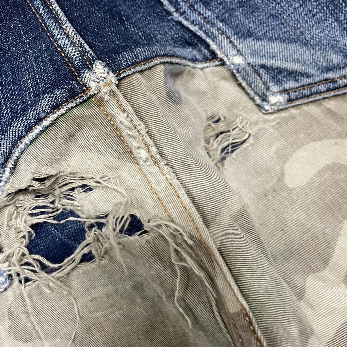 KOJIMA GENES 🔥🇯🇵Kojima Genes Japan Half Camo Ripped Distress Denim Jeans Size US 32 / EU 48 - 10 Thumbnail