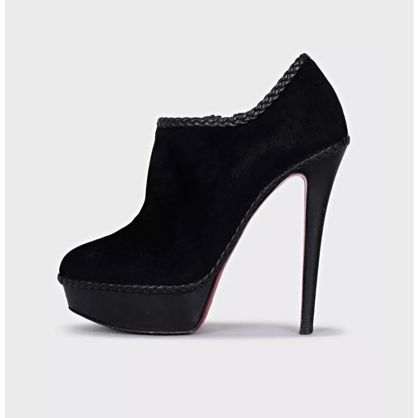Christian Louboutin Christian Louboutin Black Suede Ankle Booties 37.5 EU Size US 6.5 / IT 36.5 - 1 Thumbnail