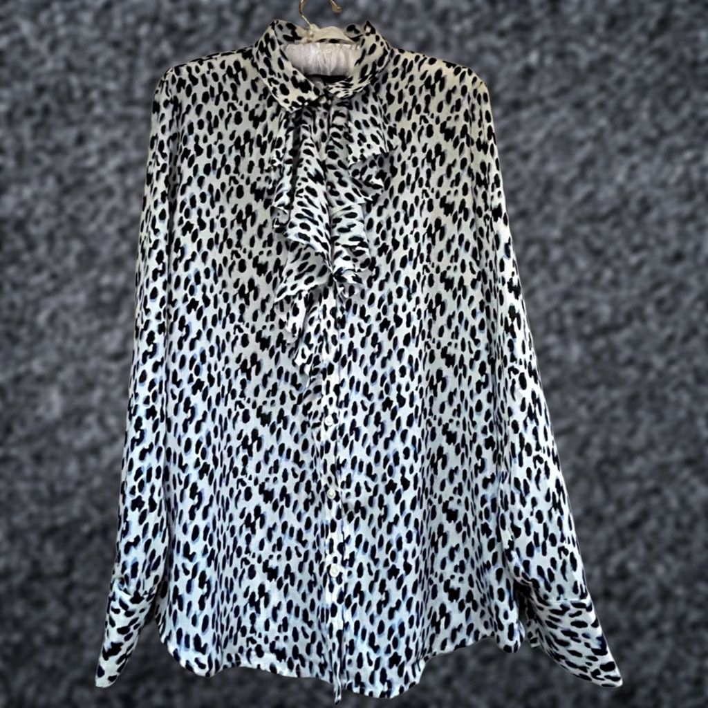 Banana Republic Banana Republic Womens Long Sleeve Animal Print Ruffle Shirt Top Blouse Medium Size M / US 6-8 / IT 42-44 - 1 Thumbnail