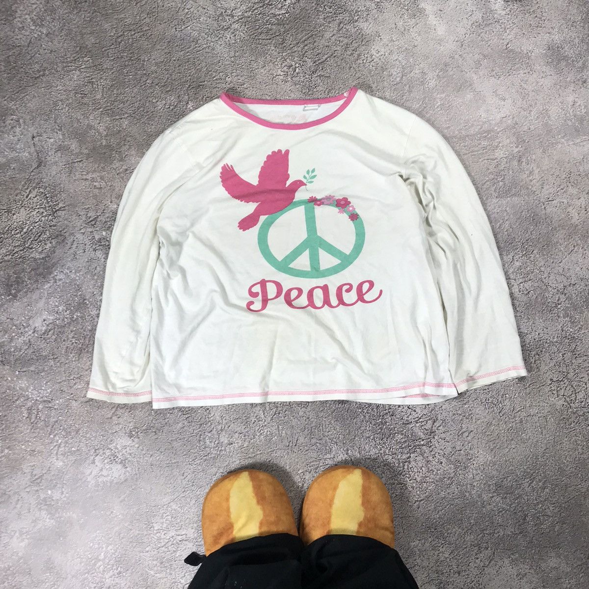 Vintage Vintage Y2K Graphic Longsleeve Peace Bird Tee Streetwear S Size S / US 4 / IT 40 - 1 Thumbnail