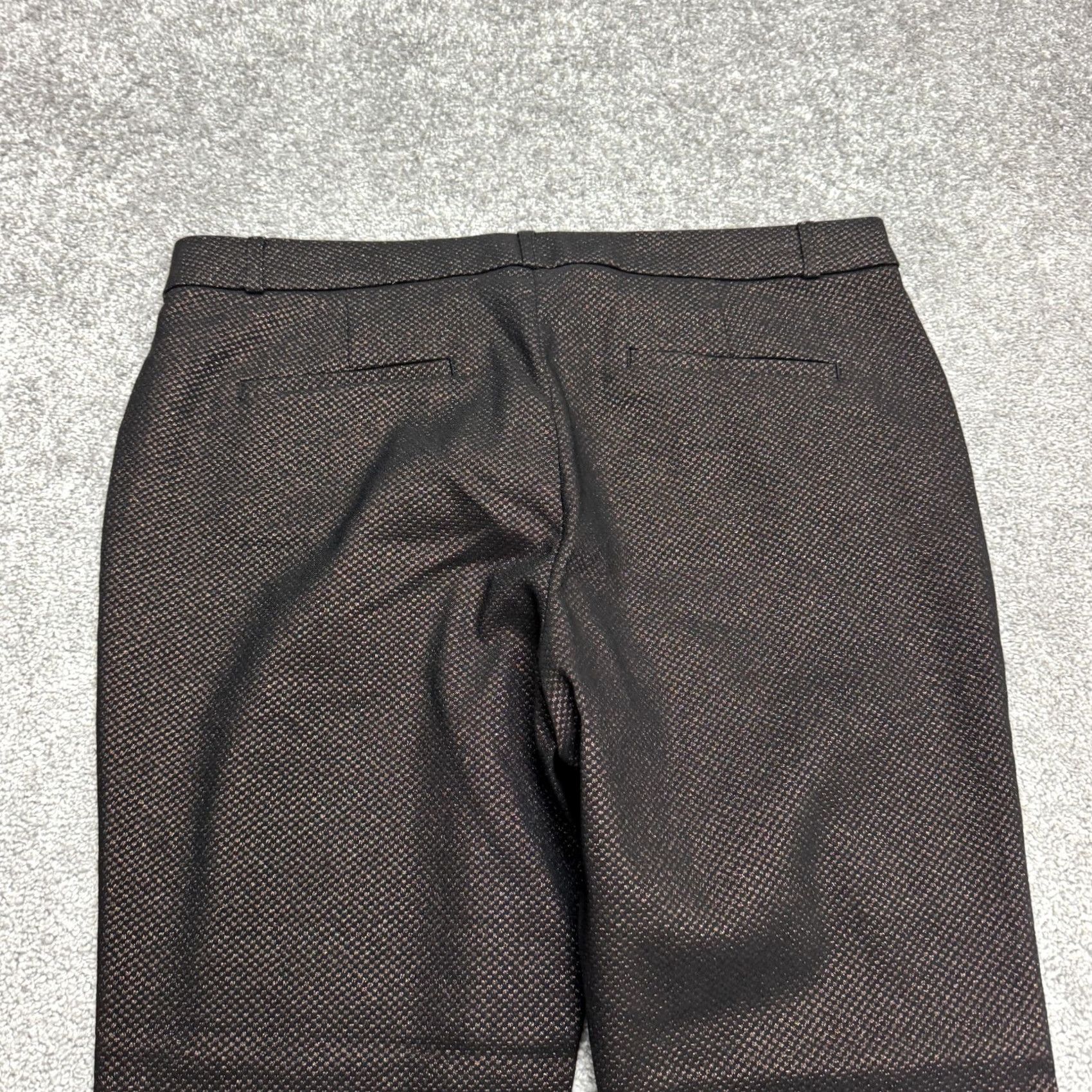 Banana Republic Banana Republic Sloan Slim Ankle Dress Pants Womens 14 Brown Textured Cotton Blend Flat Front Zip Hook & Eye N/A 10s? Size 36" / US 14 / IT 50 - 4 Thumbnail