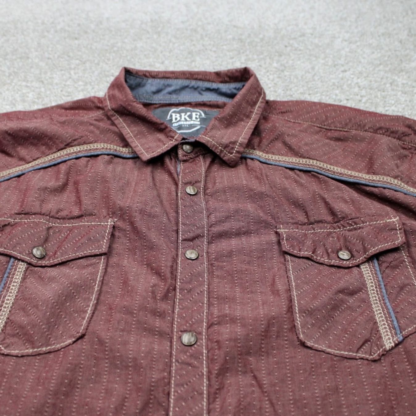 BKE BKE Pearl Snap Shirt Mens 2XL XXL Red Athletic Fit 100% Cotton Long Sleeve Button-Up Collar Pockets Check Cowboy Western Pearl Snap Size US XXL / EU 58 / 5 - 4 Thumbnail
