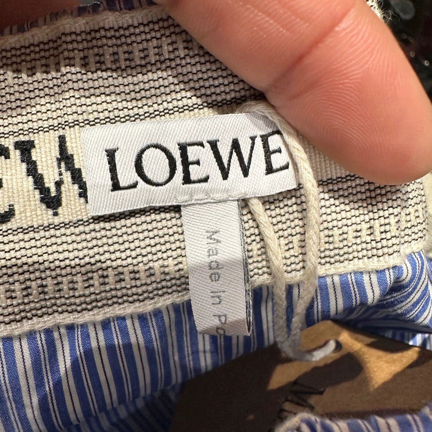 Loewe Loewe may438 Blue White Vert Stripe Logo Short Skirt M Cotton Size 27" / US 4 / IT 40 - 3 Thumbnail