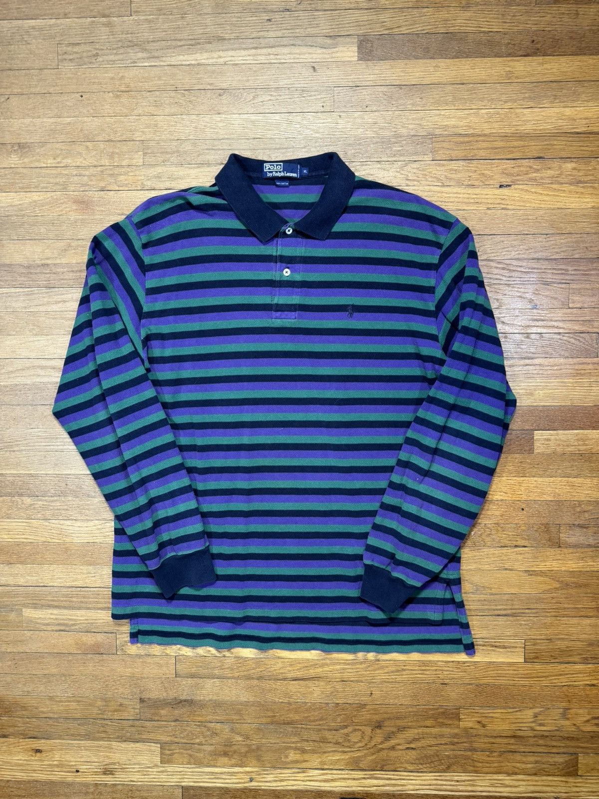 Polo Ralph Lauren × Vintage Vintage Polo Ralph Lauren Striped Rugby Size US XL / EU 56 / 4 - 1 Thumbnail
