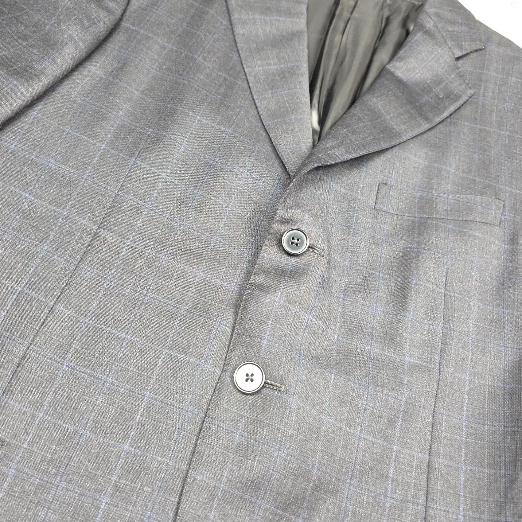 Ermenegildo Zegna Ermenegildo Zegna Suit 2 Piece Trofeo Plaid Wool Blazer 52R/42R Gray Navy Denim? Size 52R - 2 Thumbnail
