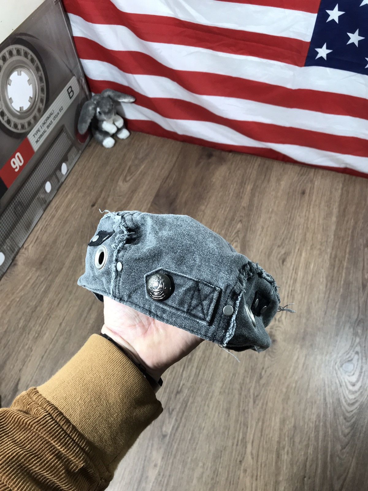 Japanese Brand × Vintage Vintage Denim Cap Biker Hat Size ONE SIZE - 2 Thumbnail