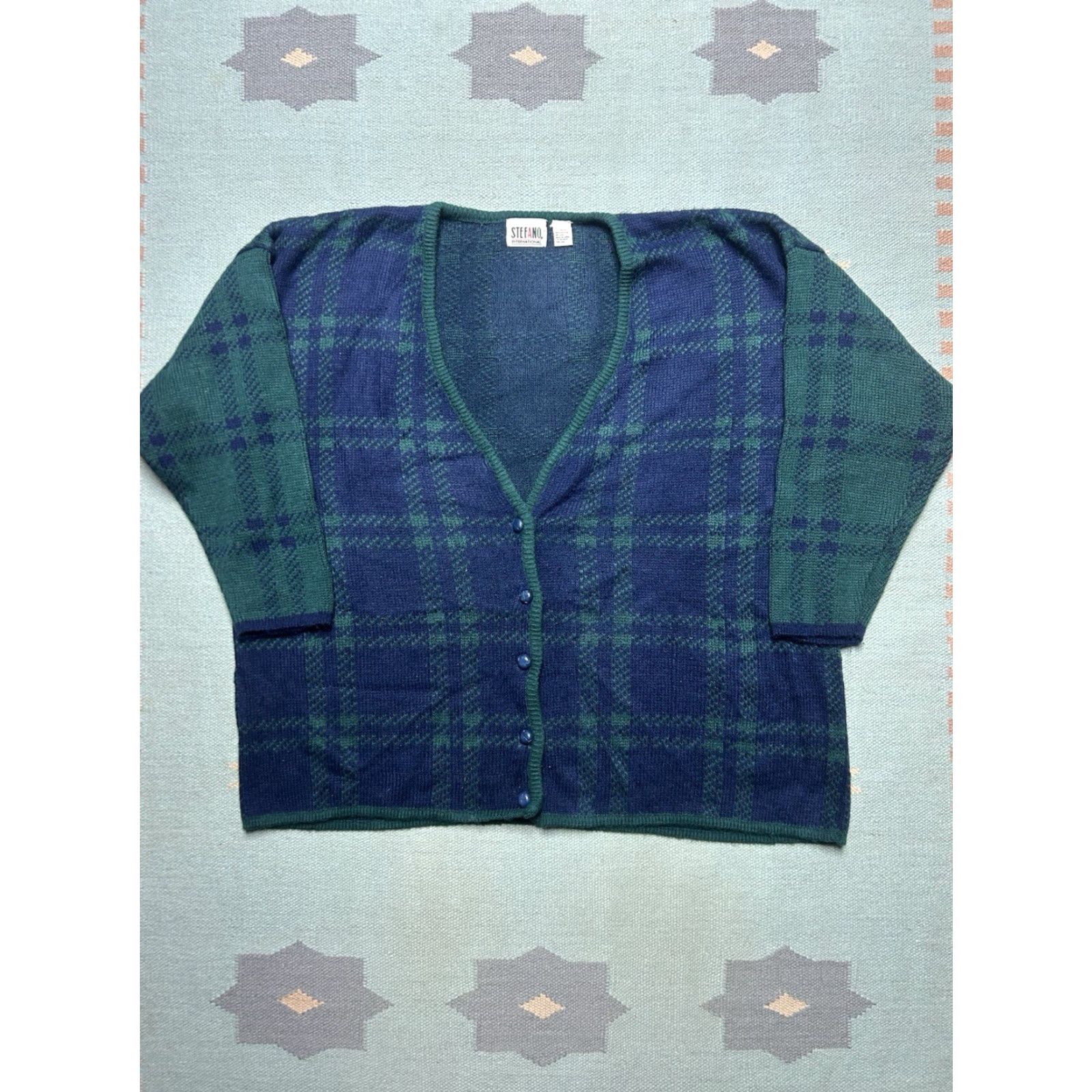 Vintage VINTAGE Stefano international cardigan sweater acrylic knit plaid women’s 26/28 Size 4XL / US 24-26 - 2 Thumbnail