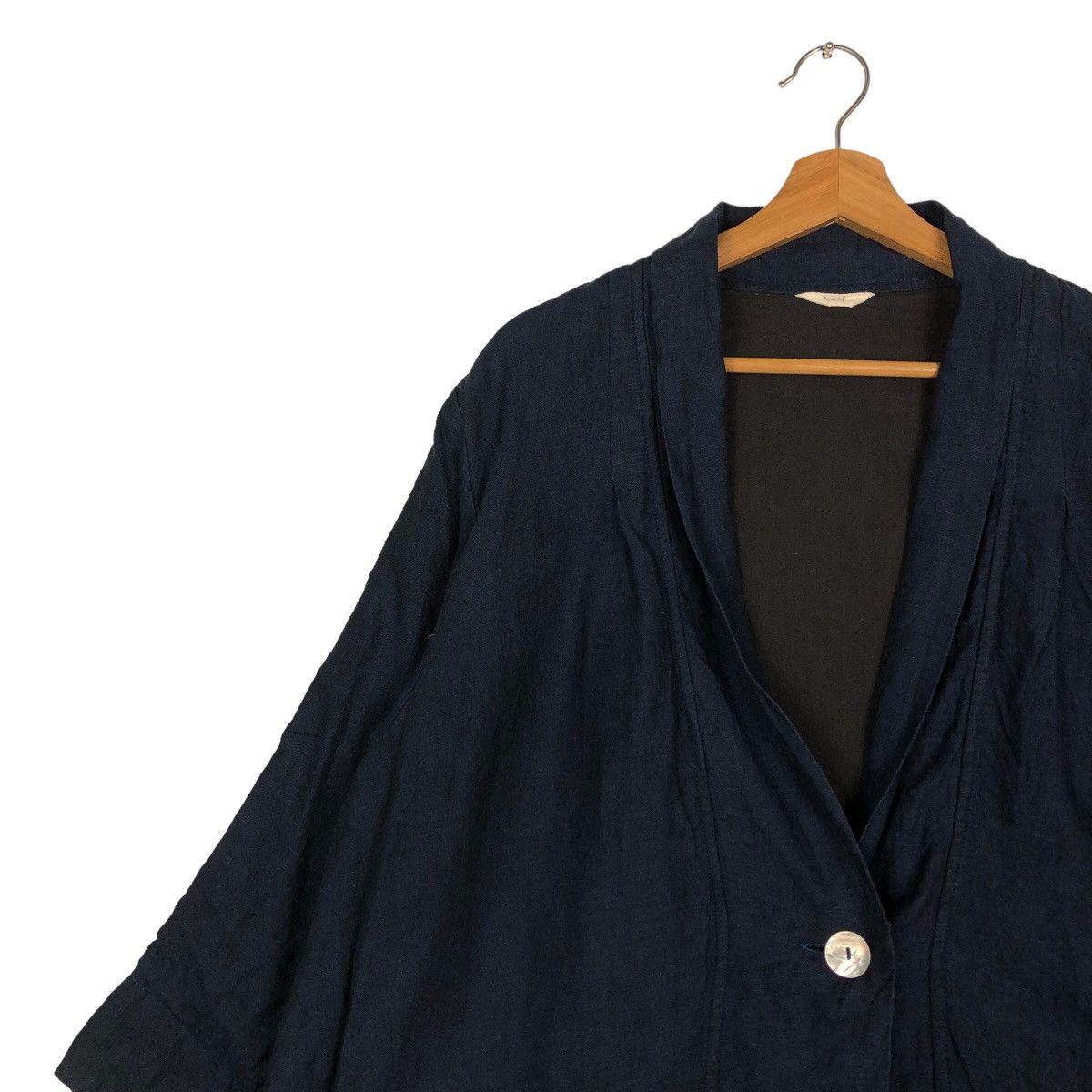 Issey Miyake 🔥Rich Black Long Jacket Double Breast Inspire Issey Miyake Size US M / EU 48-50 / 2 - 7 Thumbnail
