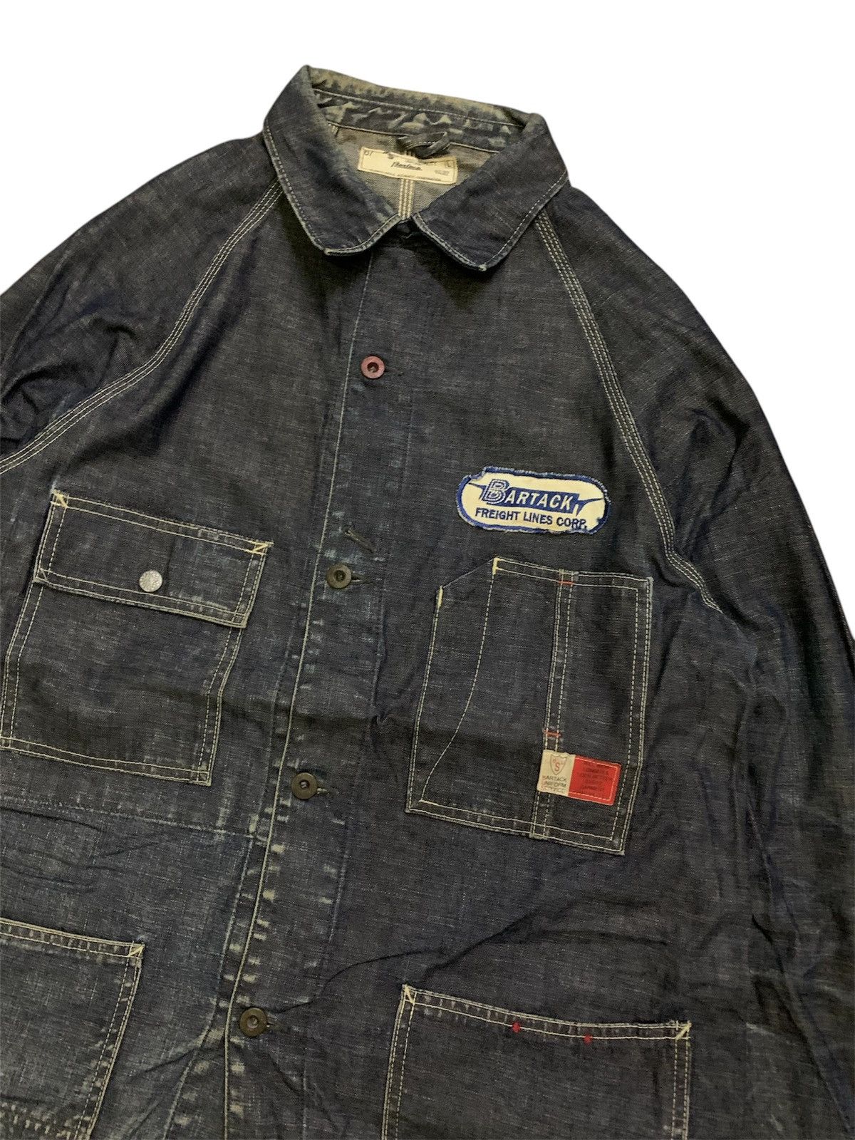 Vintage 💥Vintage 90s Bartack Denim Chore Jacket Size US L / EU 52-54 / 3 - 2 Thumbnail