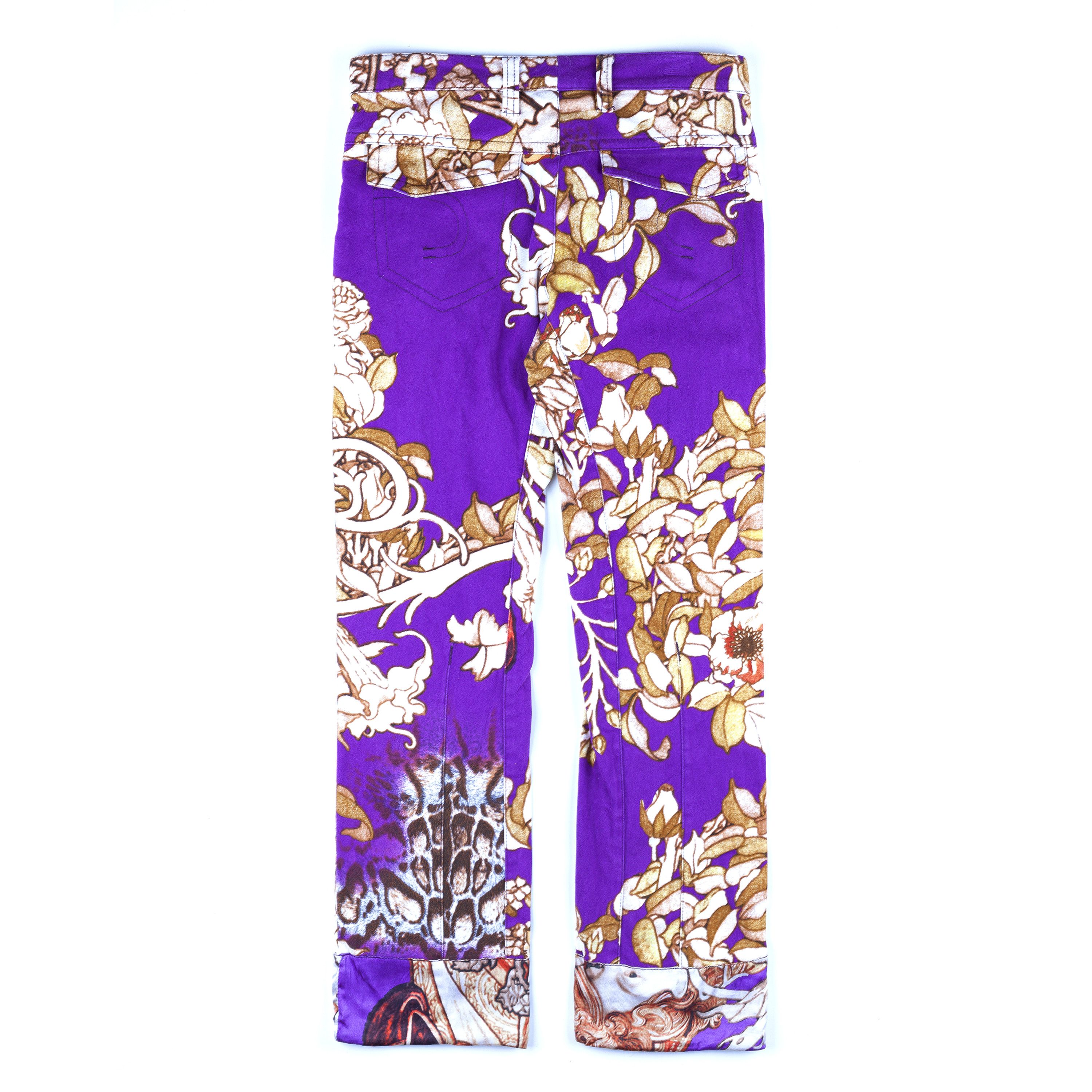 Cavalli Class × Just Cavalli × Roberto Cavalli Roberto Cavalli Class Mucha Printed Purple Pants (S/M) Size 27" / US 4 / IT 40 - 3 Thumbnail