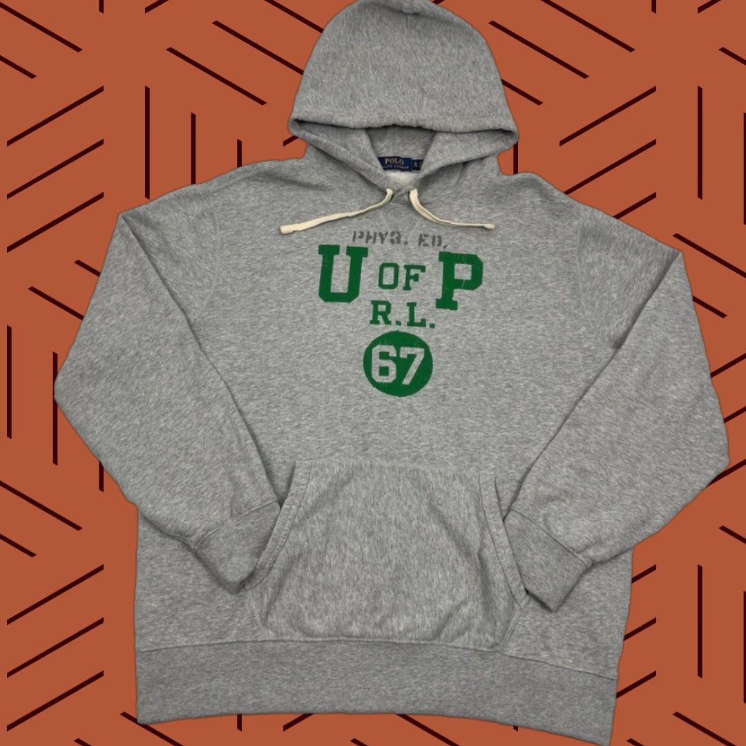 Polo Ralph Lauren Polo Ralph Lauren Hoodie Mens XL Gray Phys Ed U of P RL 67 Fleece Sweatshirt Gym Size US XL / EU 56 / 4 - 1 Thumbnail