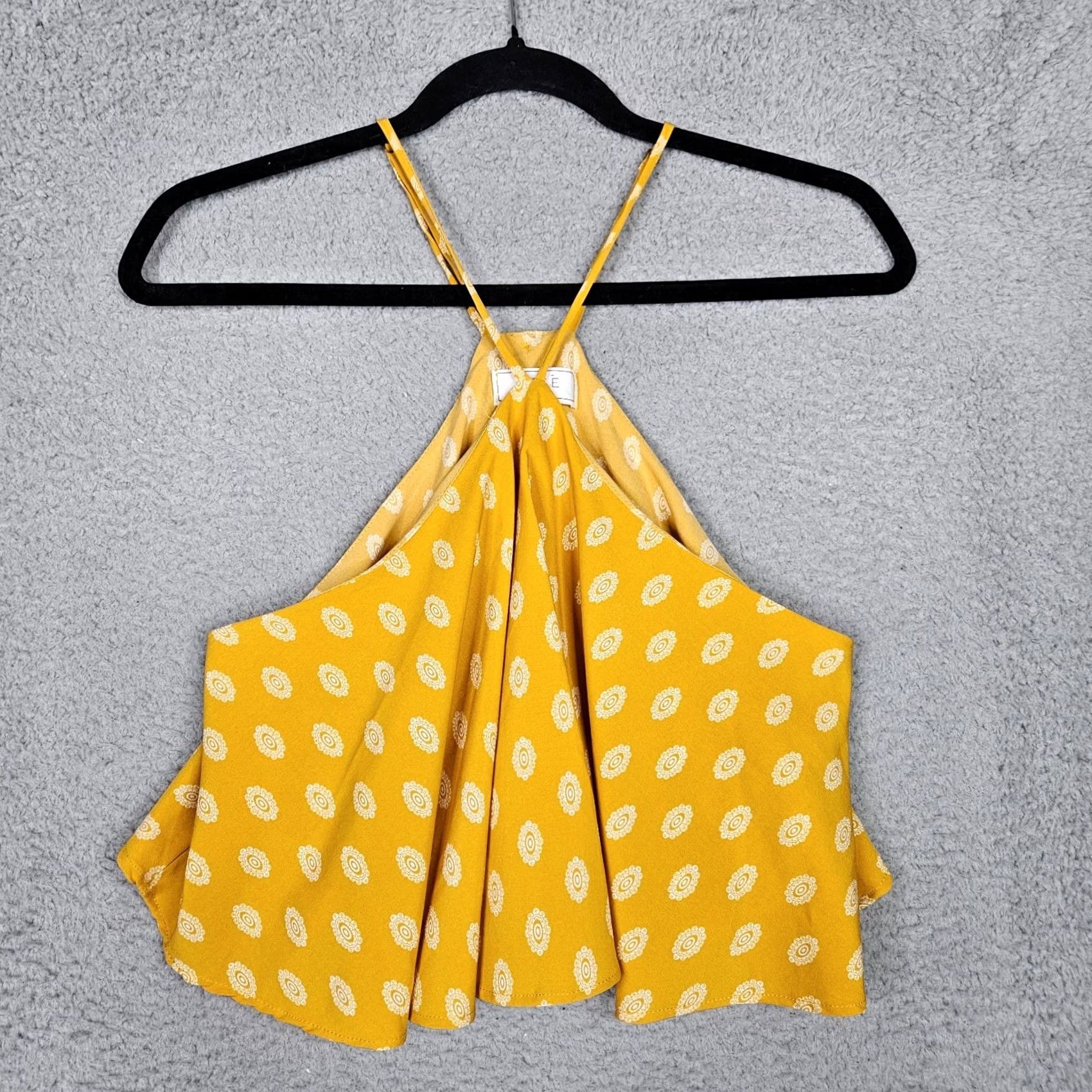 Vintage SAGE Yellow Floral Tank top Women’s S Sleeveless Round Neck Regular Fit Polyester Spandex Printed Tank Size S / US 4 / IT 40 - 2 Thumbnail