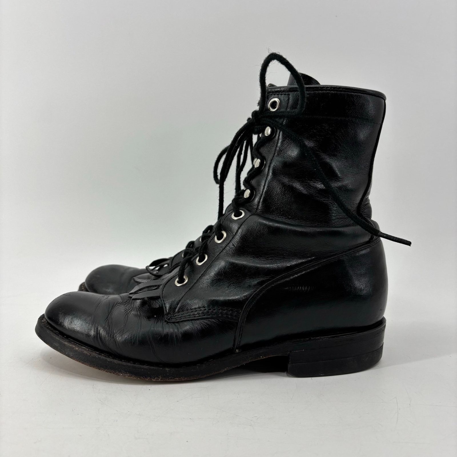 Justin Boots Justin Womens Size 5.5 Boots USA Black Leather Western Roper Size US 5.5 / IT 35.5 - 13 Thumbnail