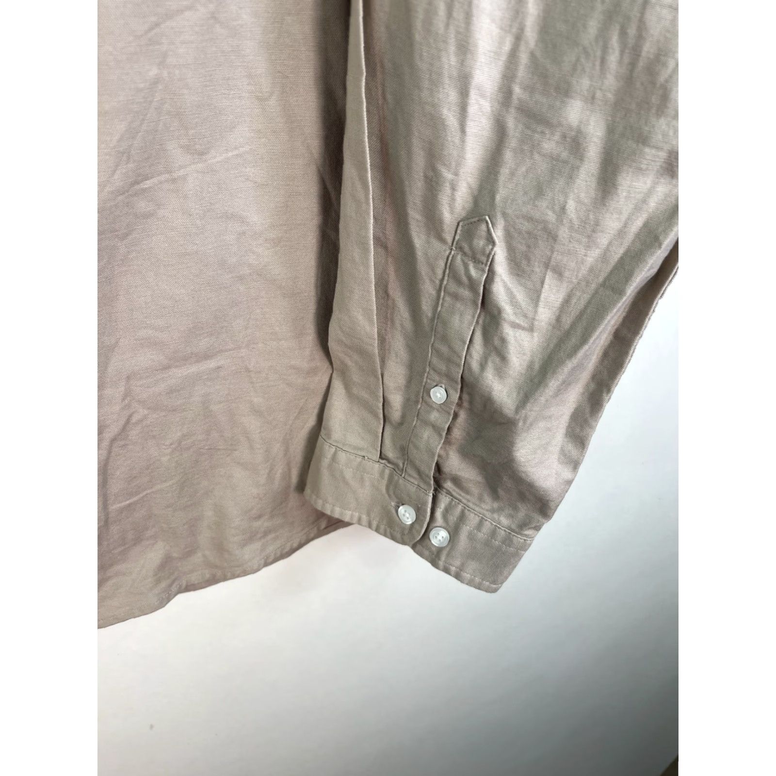 Asos ASOS Button-Down Shirt Mens Size 6XL Beige Long Sleeve (Big & Tall) - Cotton, Solid, Collared, Button-Up, 62" Chest, Regular Fit Size US XXL / EU 58 / 5 - 4 Thumbnail