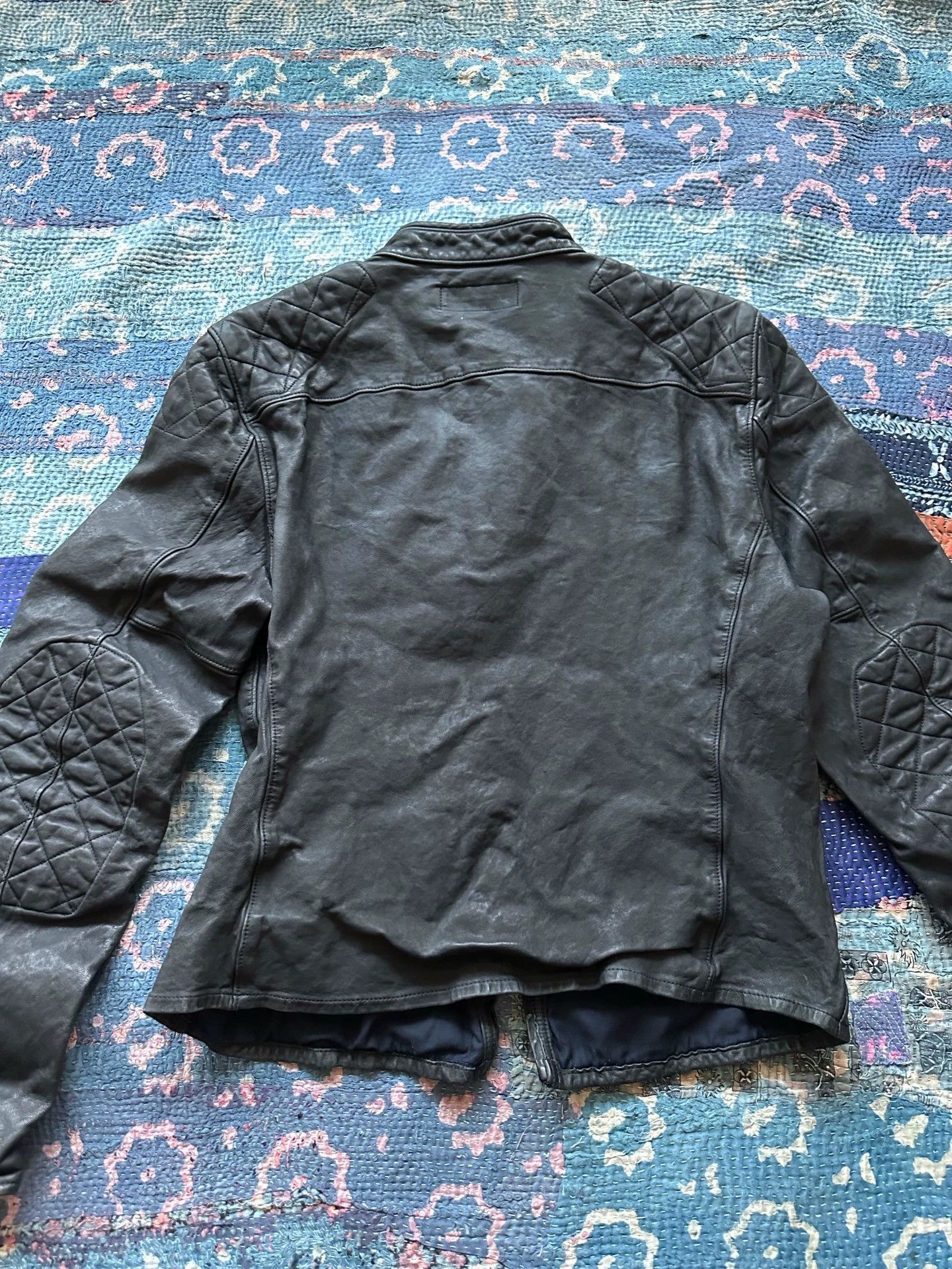 RRL Ralph Lauren RRL Black Label Distressed Straight Zipper Moto Jacket Size US M / EU 48-50 / 2 - 2 Thumbnail