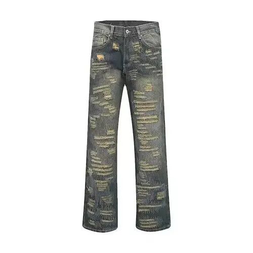 Japanese Brand Straight spliced Distressed Denim Size US 35 - 1 Thumbnail