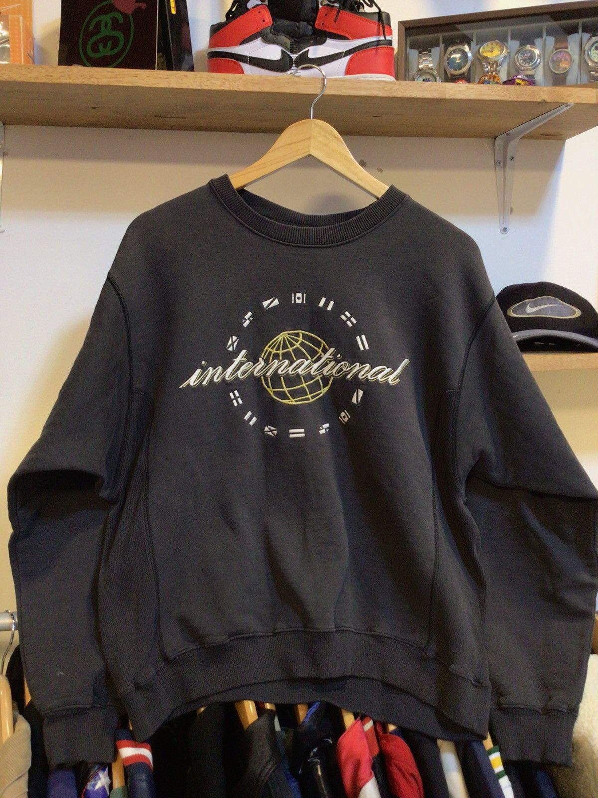 image of Nike International Sweatshirt Crewneck Sweater in Grey, Men's (Size Small)